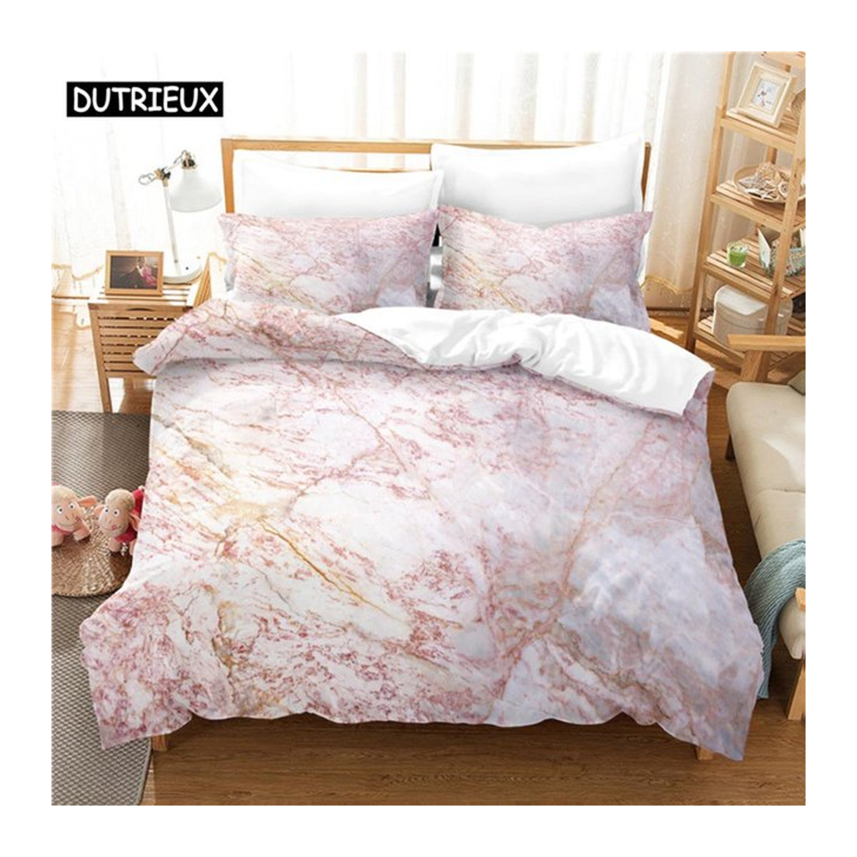 Bettwäsche Set mit 3D Digitaldruck im Marmor-Design von Jessica Chen, Single, B: 135 cm, L: 200 cm - Bild 1