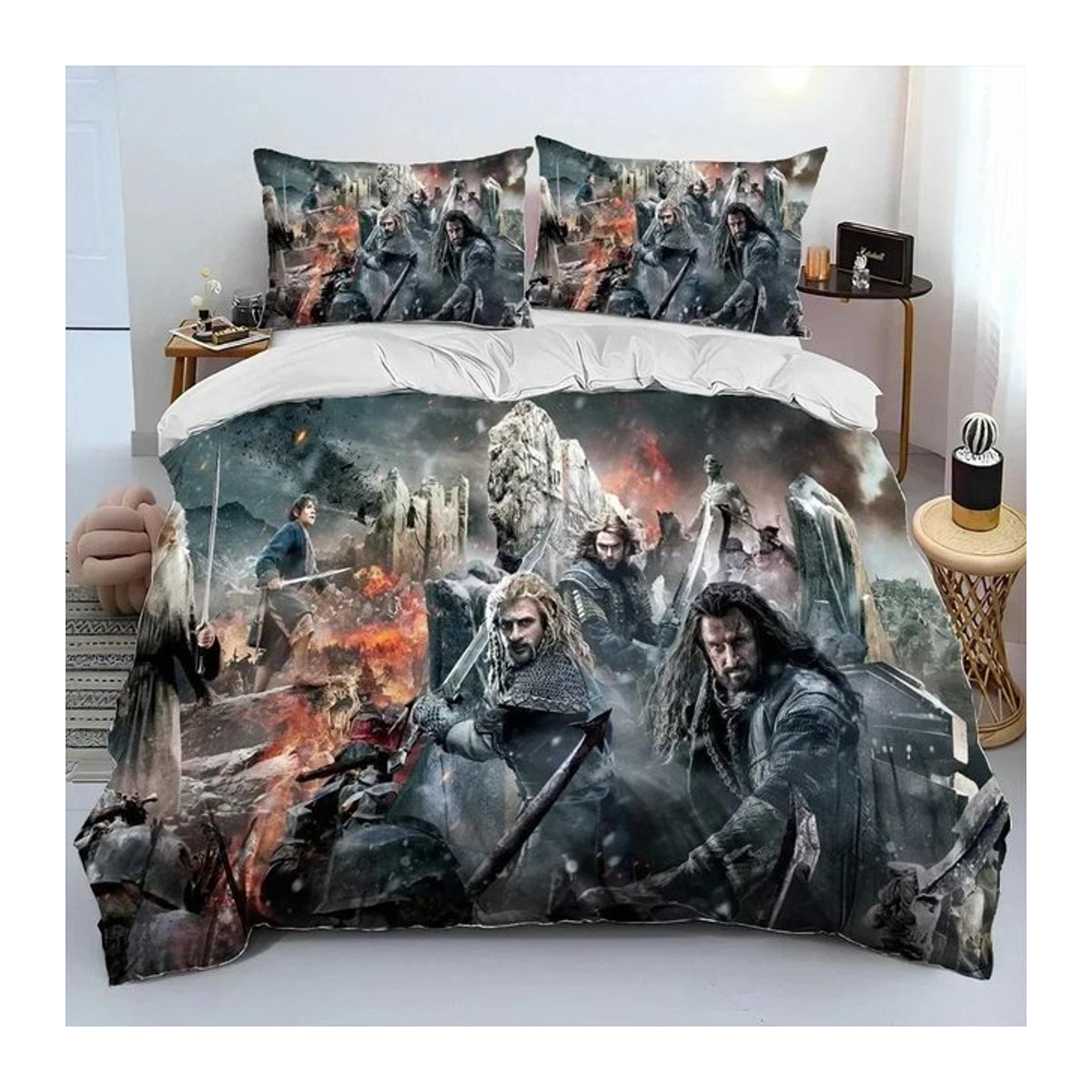 Bettwäsche-Set mit 3D-Druck Herr der Ringe und Hobbit Design für das Kinderzimmer, bestehend aus Bettdecke und Kissenbezügen, B/B/H: 220 x 240 cm - Bild 1