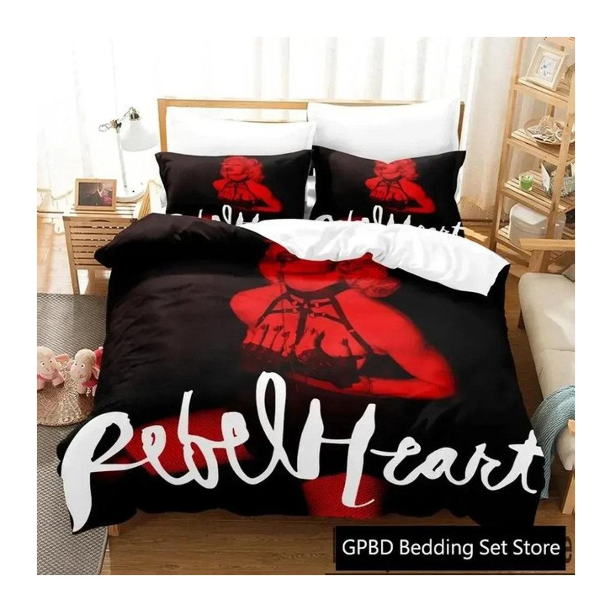 Bettwäsche Set mit 3D-Druck Madonna Motiv inklusive Reißverschluss für Einzel, Doppel oder King Size Bett, Bettbezug 70 x 133 cm - Bild 1