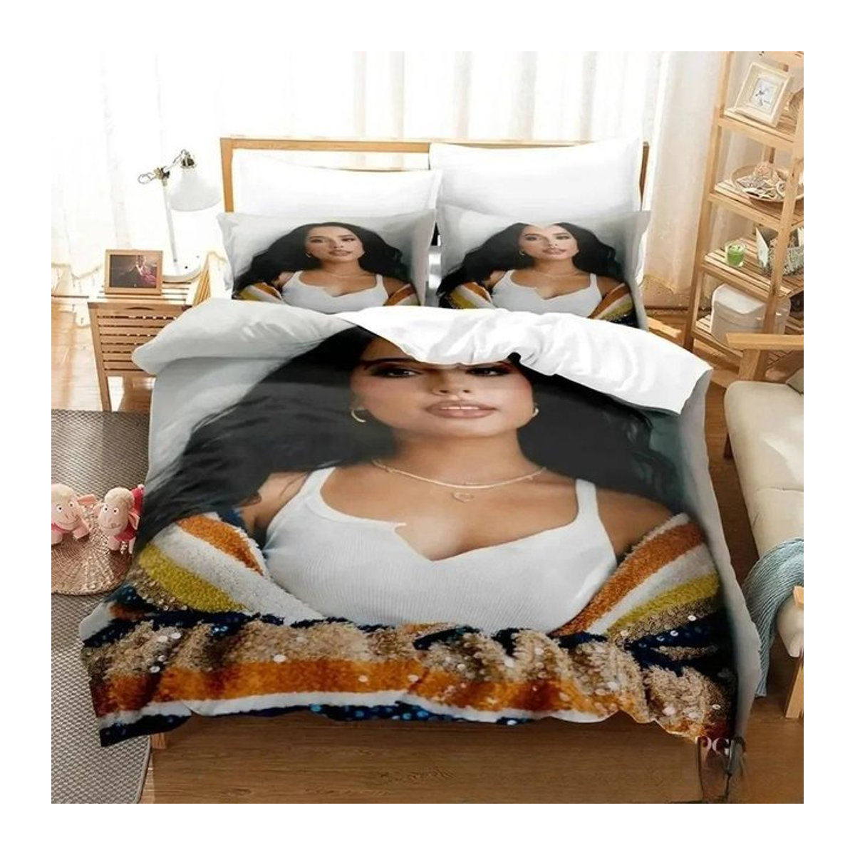 Bettwäsche-Set mit 3D-Druck Motiv Sänger B-Becky G, bestehend aus Bettbezug und Kissenbezügen, B/H: 135 x 200 cm - Bild 1