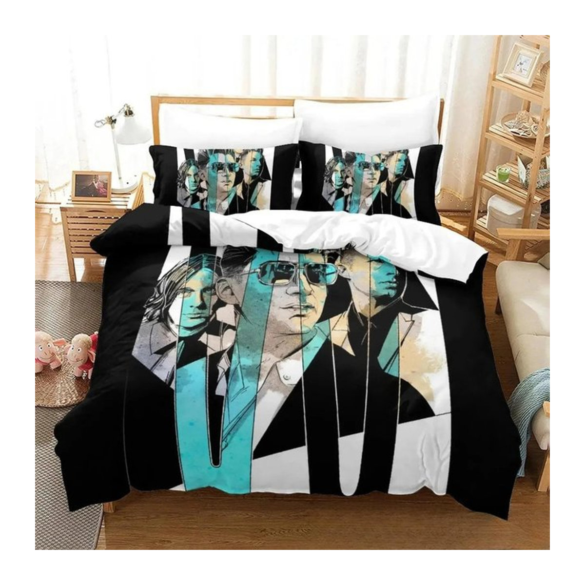 Bettwäsche-Set mit Arctic Monkeys Musikbandmotiv, 3-teilig, Multicolor, B/H: 135 x 200 cm - Bild 1