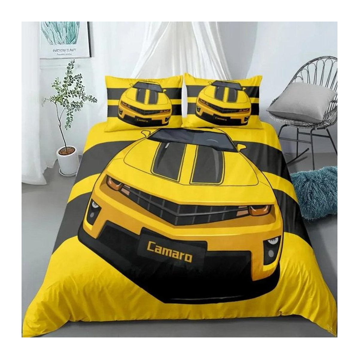 Bettwäsche-Set mit Auto-Motiv für Einzelbetten, 3-teilig, B/H: 135 x 200 cm - Bild 1