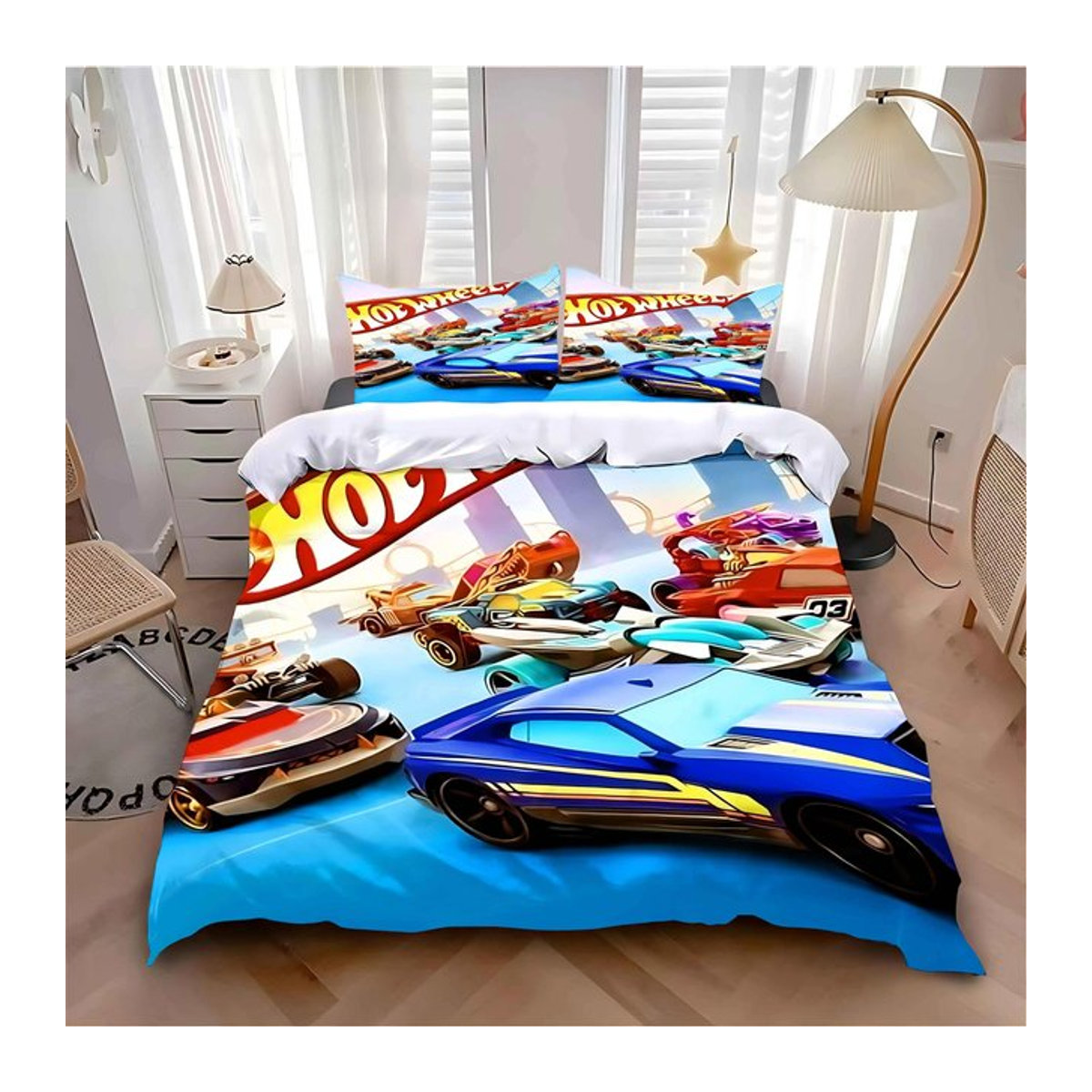 Bettwäsche-Set mit Auto-Motiv für Kinder und Erwachsene, 3-teilig, Multicolor, B: 135 cm, L: 200 cm - Bild 1