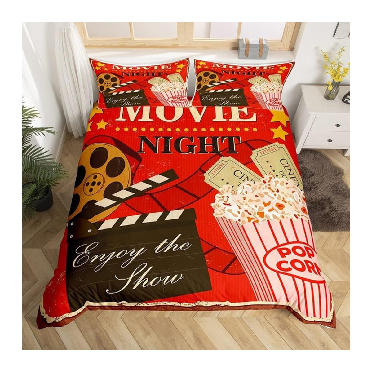 Bettwäsche-Set mit Filmthema und Kinoszenen aus Mikrofaser, Bettbezug mit Reißverschluss, B/H: 135 x 200 cm - Bild 1