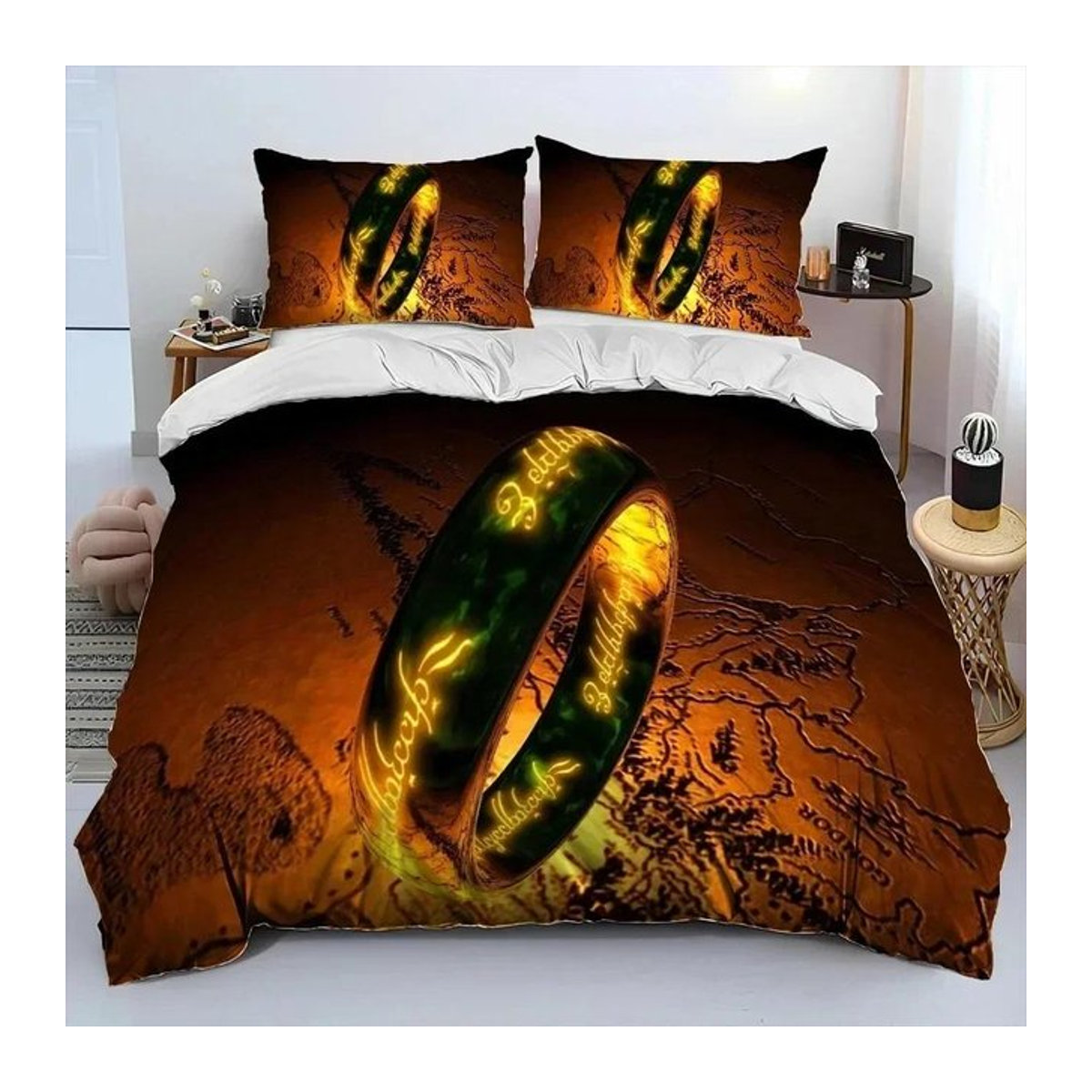 Bettwäsche-Set mit Herr der Ringe und Hobbit 3D-Druck von Tinika Chen, bestehend aus Bettdecke und Kissenbezügen, B/B: 220 x 240 cm - Bild 1