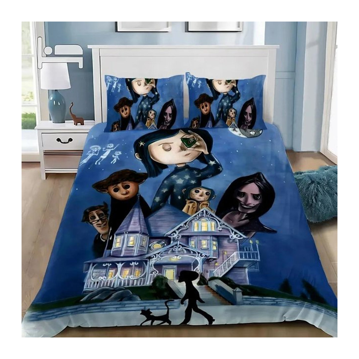 Bettwäsche-Set mit Horrorfilm-Motiv bestehend aus Bettbezug und Kissenbezügen für Kinder und Jugendliche, Größe: 150 x 200 cm - Bild 1