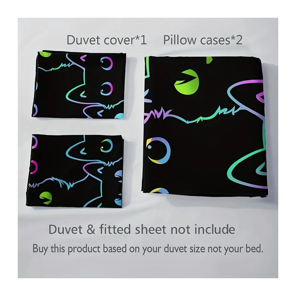 Bettwäsche-Set mit Katzen-Design in Schwarz, plüschiges und atmungsaktives Steppdeckenbezug-Set mit Reißverschluss, B/H: 135 x 200 cm - Bild 1