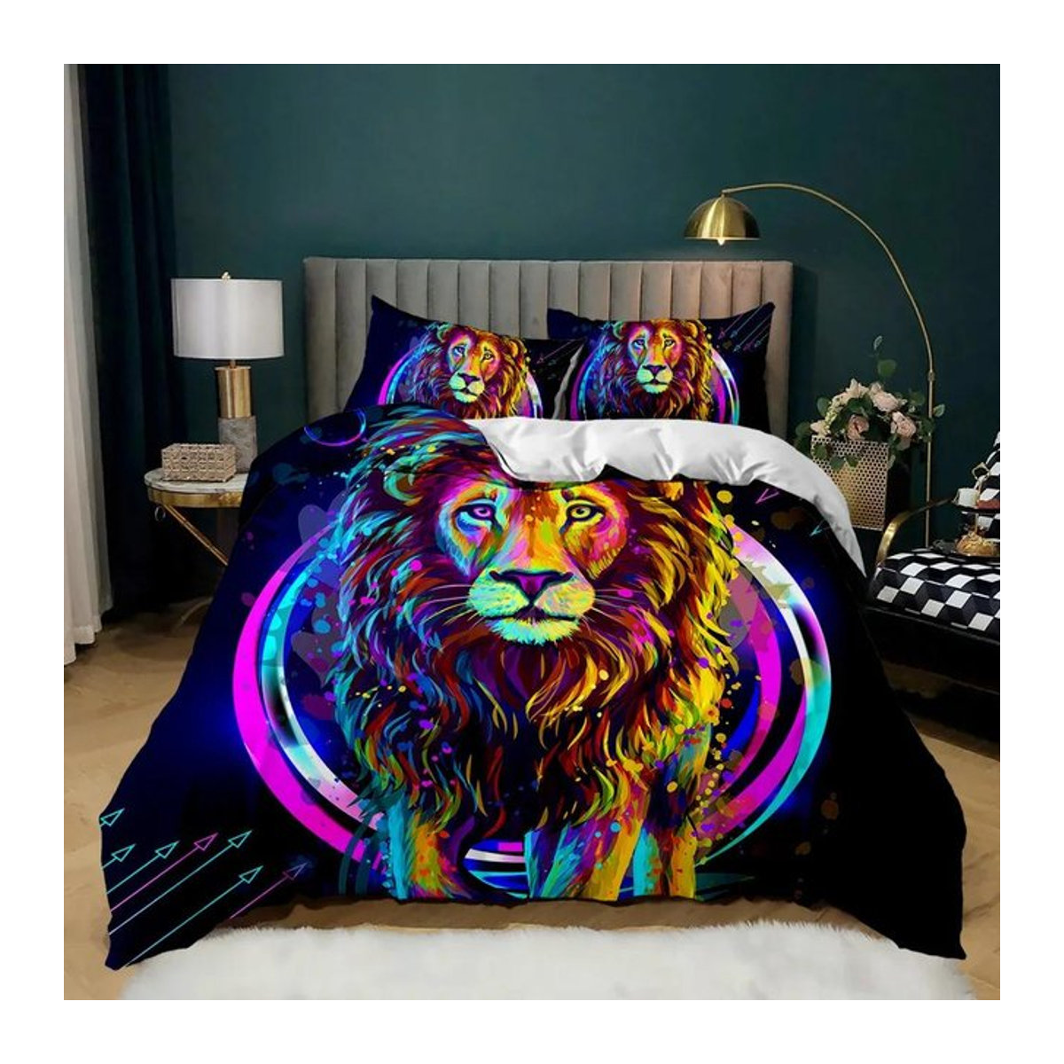 Bettwäsche-Set mit Löwenmotiv aus Polyester in Multicolor für Kinder und Teenager, 2-teilig, B/H: 70 x 133 cm - Bild 1