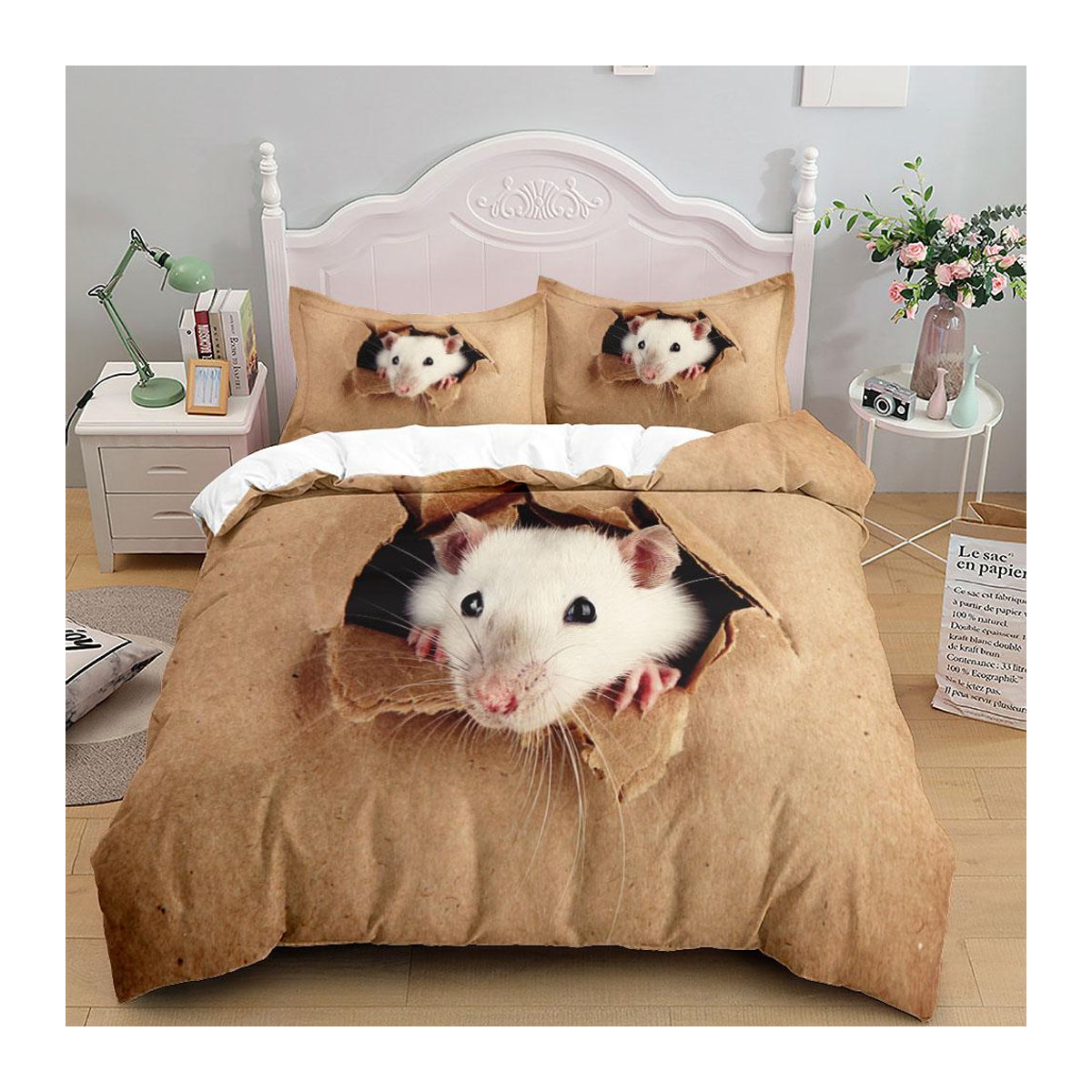 Bettwäsche Set mit Ratten-Motiv für Jungen mit Reißverschluss, Größe 200 x 230 cm - Bild 2