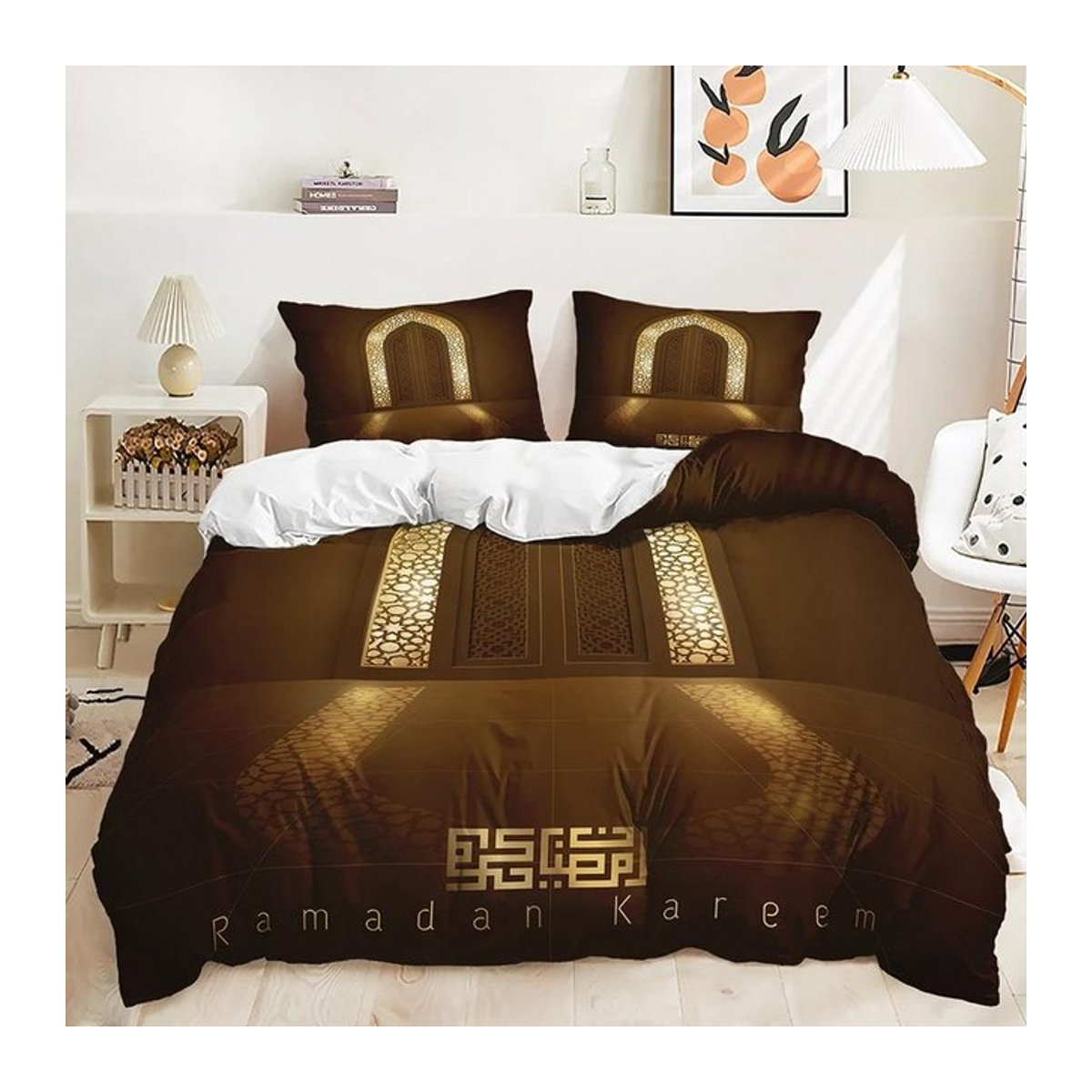 Bettwäsche-Set mit Sternen und Mond aus Mikrofaser für Ramadan und Muslimische Feste, Breite: 133 cm, Länge: 200 cm - Bild 1