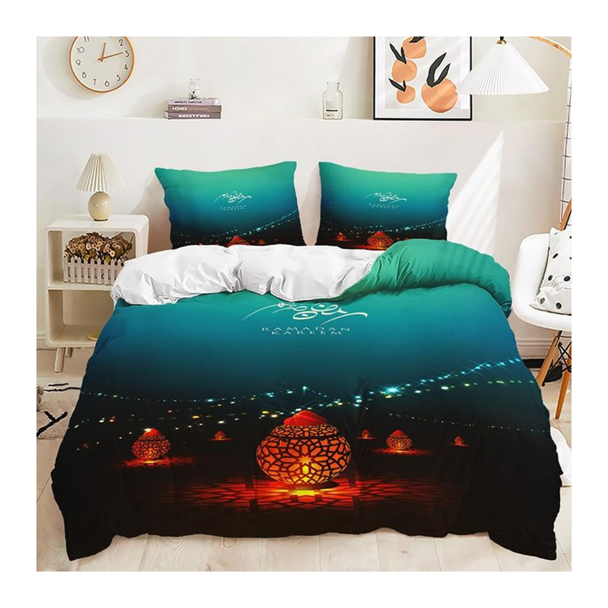 Bettwäsche-Set mit Sternen und Mond Design aus Mikrofaser, 3-teilig, B/H: 135 x 200 cm - Bild 1