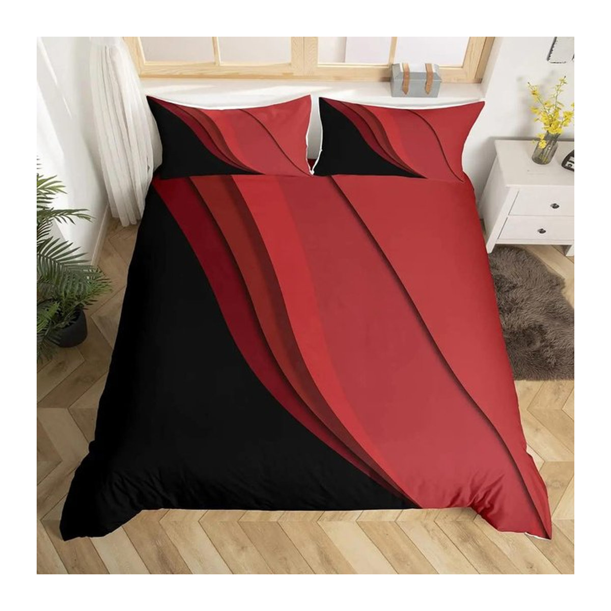 Bettwäsche Set mit Zebra Muster und abstrakten Streifen in Modernem Design aus Polyester, B/H: 135 x 200 cm - Bild 1