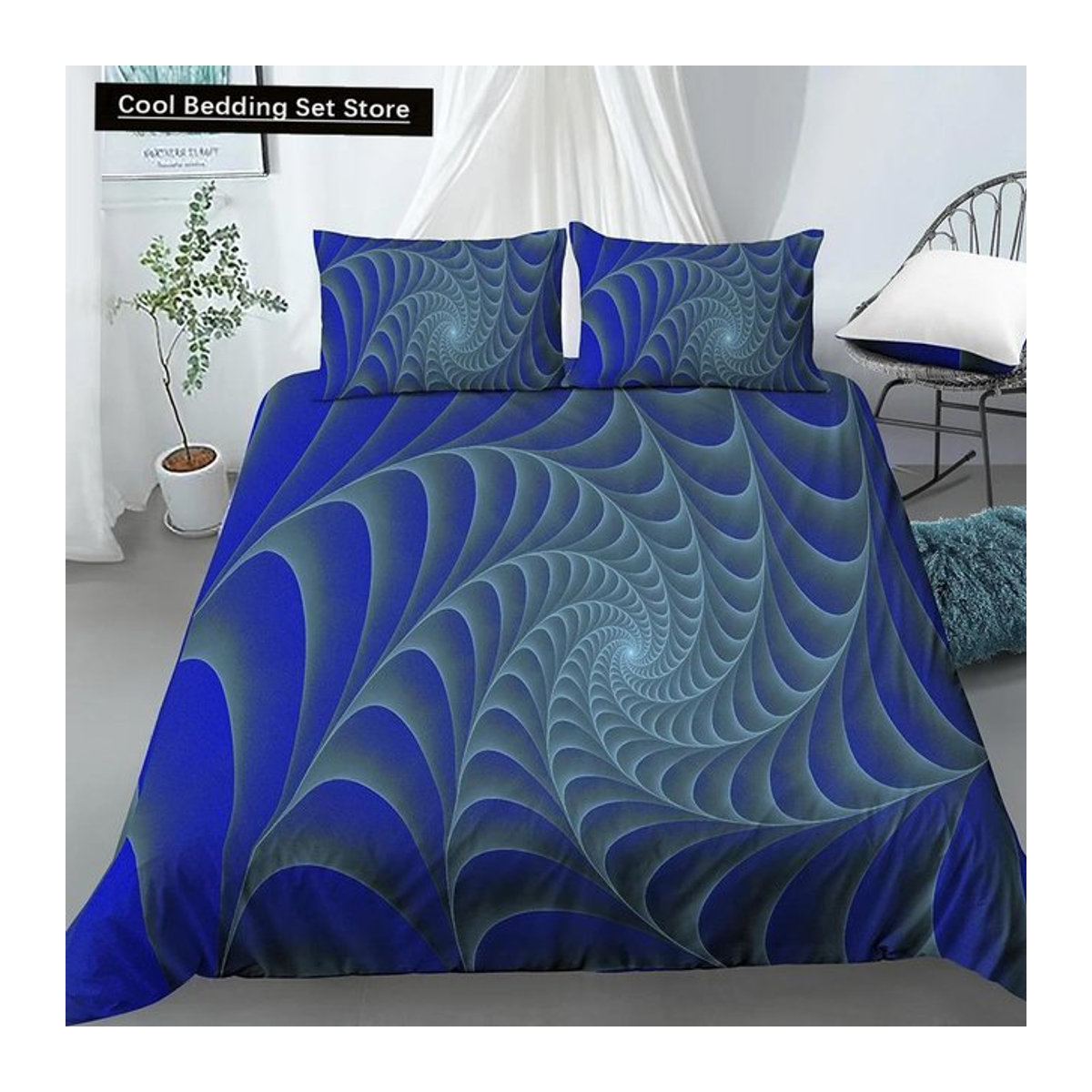 Bettwäsche-Set Monika Chen mit geometrischem Design in Weiß und Gold, 3-teiliges Set bestehend aus Deckenbezug und Kissenbezügen, B/H: 135 x 200 cm - Bild 1