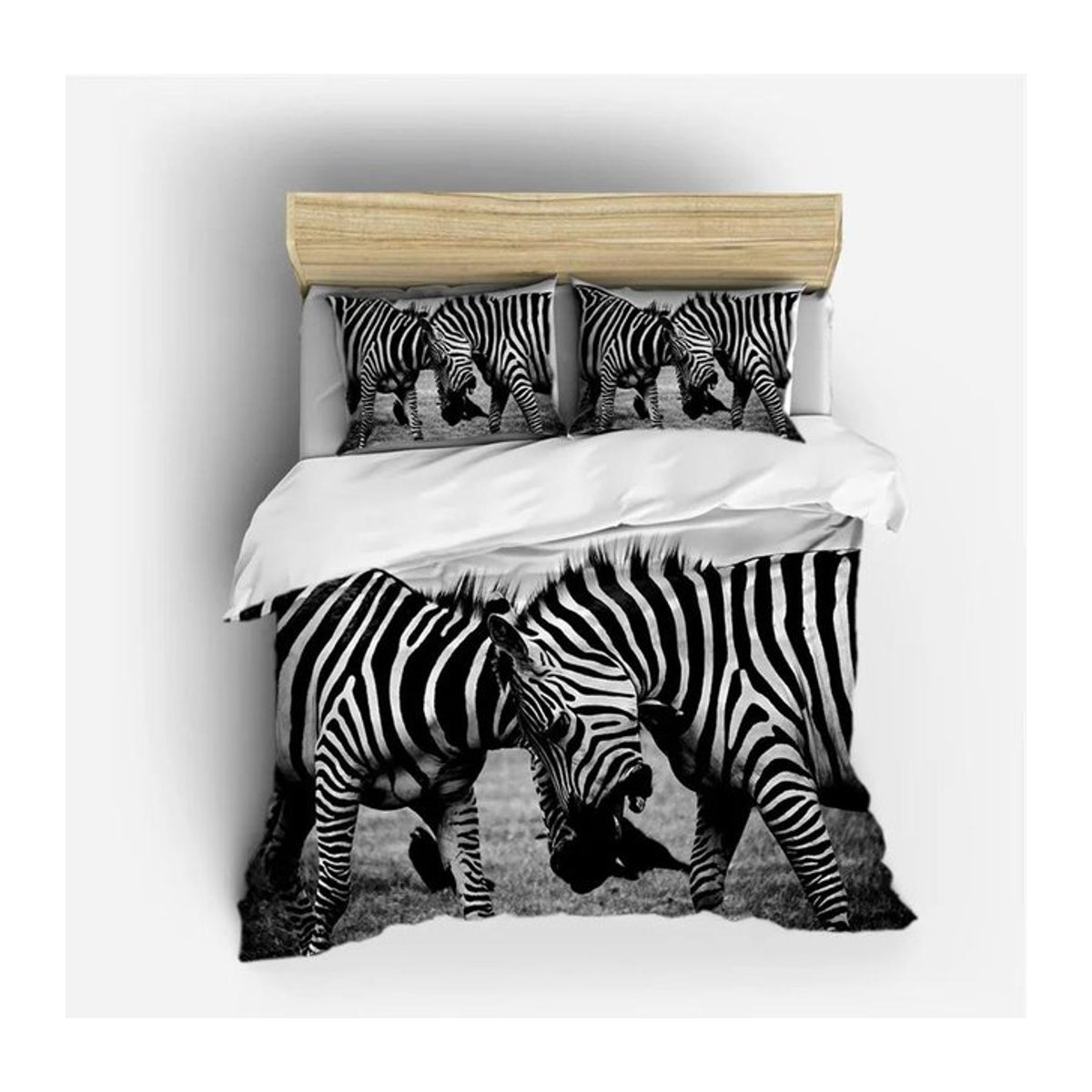 Bettwäsche Set Monika Chen mit Zebra Muster und Kissenbezügen, Schwarz-Weiß, B/H: 135 x 200 cm - Bild 1