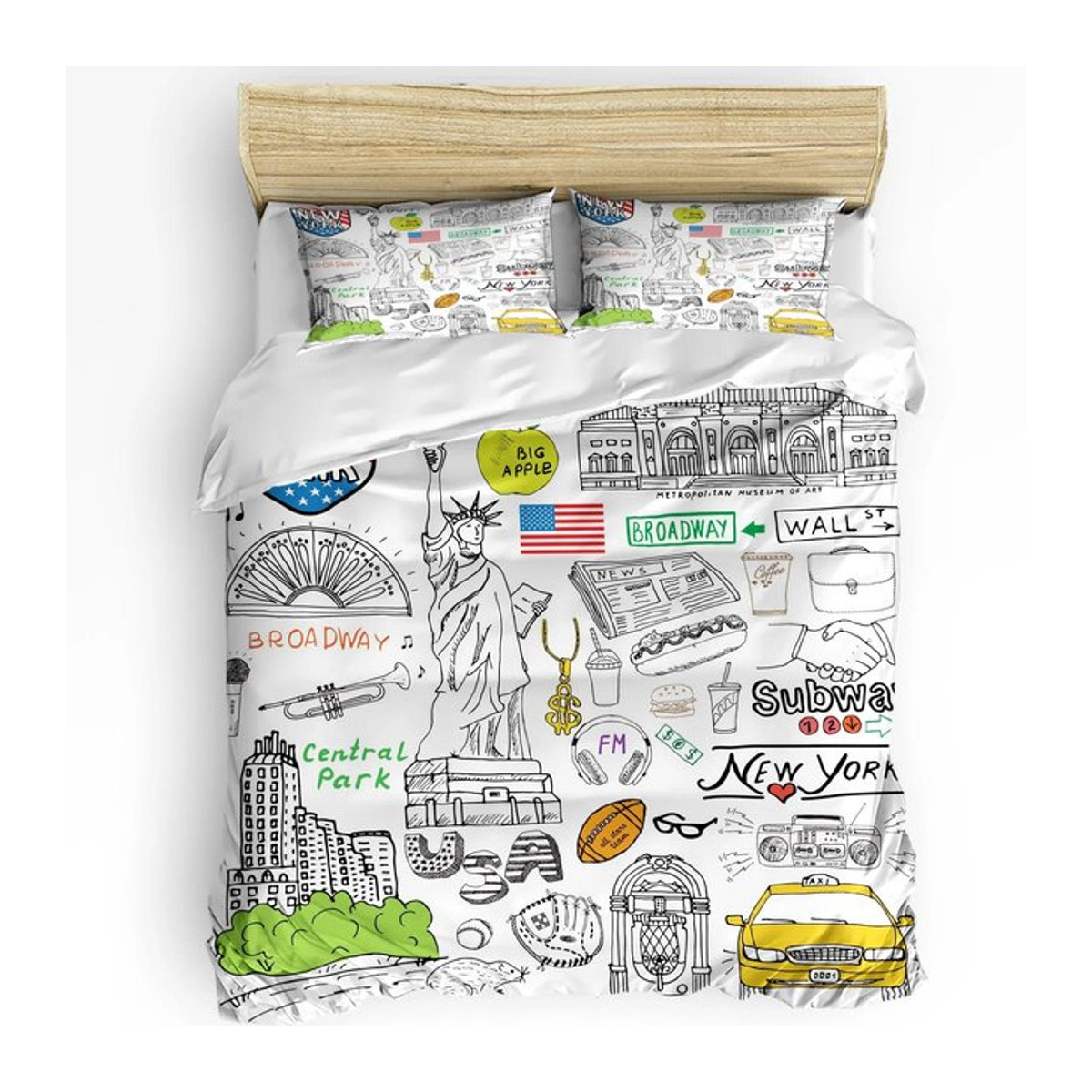 Bettwäsche-Set New York NYC Reflexionen auf Manhattan von JMG Household Supplies, Multicolor, Doppelbett-Set mit Reißverschluss, B/H: 180 x 210 cm - Bild 1