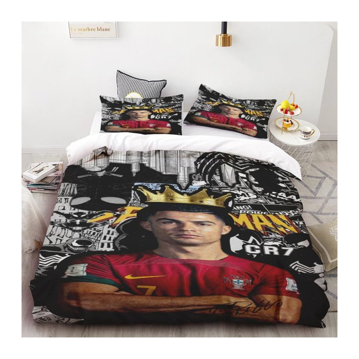 Bettwäsche-Set Ronaldo Idol Fußballstar mit 3D-Druck und Reißverschluss, Multicolor, B/H: 135 x 200 cm - Bild 1