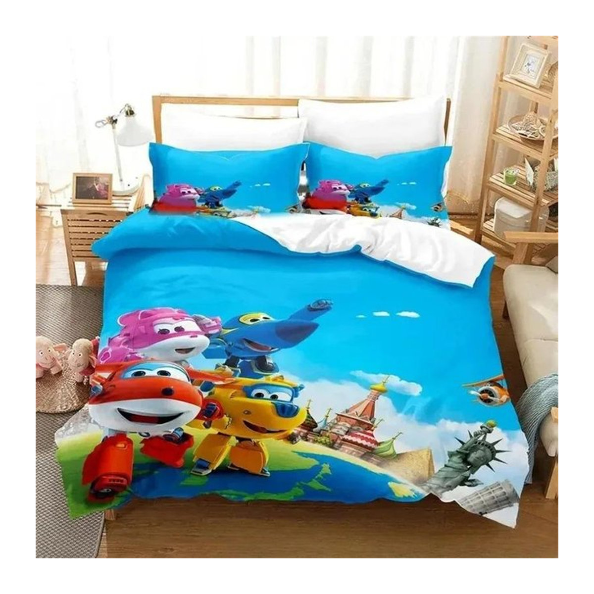 Bettwäsche Set Super Cartoon Flügel mit Bettbezug und Kissenbezügen, Multicolor, B/H: 135 x 200 cm - Bild 1