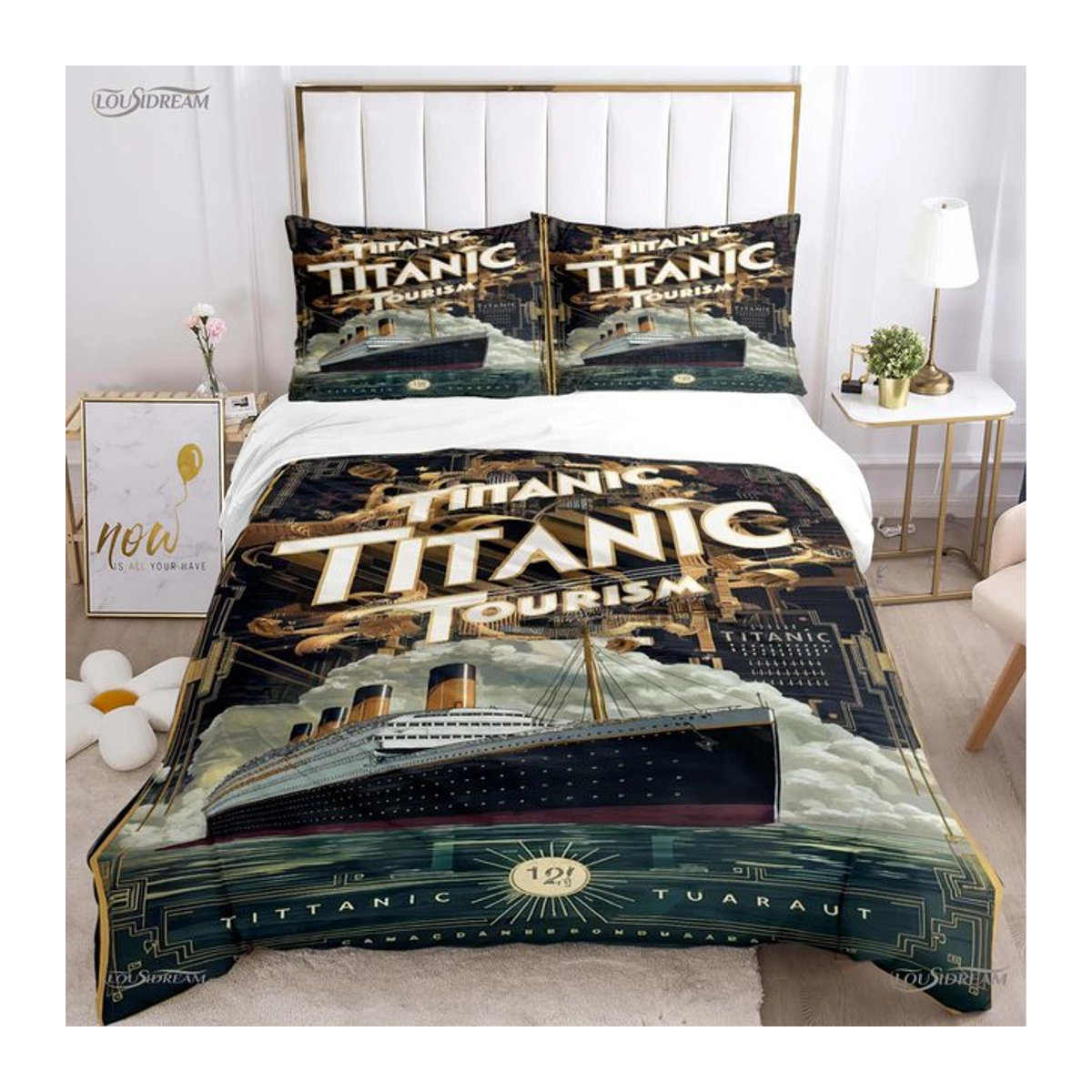 Bettwäsche Set Titanic Romantische Liebe mit Bettbezug und Kissenbezügen, EU Single, Breite: 135 cm, Höhe: 200 cm - Bild 1