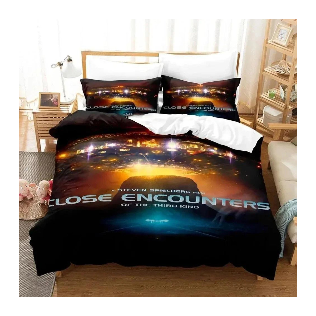 Bettwäsche-Set Unheimliche Begegnung der dritten Art mit Steppdecke und Kissenbezug, EU Single, B/T/H: 135 x 200 cm - Bild 1