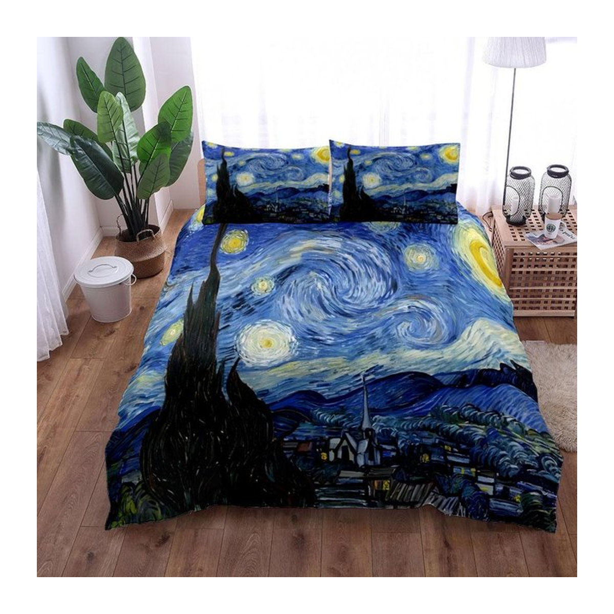 Bettwäsche-Set Van Gogh Mountain Village mit Ölgemälde-Design, 3-teilig, B/H: 245 x 210 cm - Bild 1