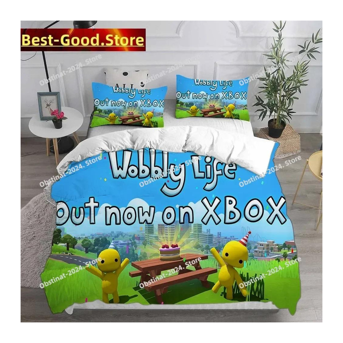 Bettwäsche Set Wobbly & Life Anime Bettbezug mit Kissenbezügen, Single, B/H: 140 x 210 cm - Bild 1
