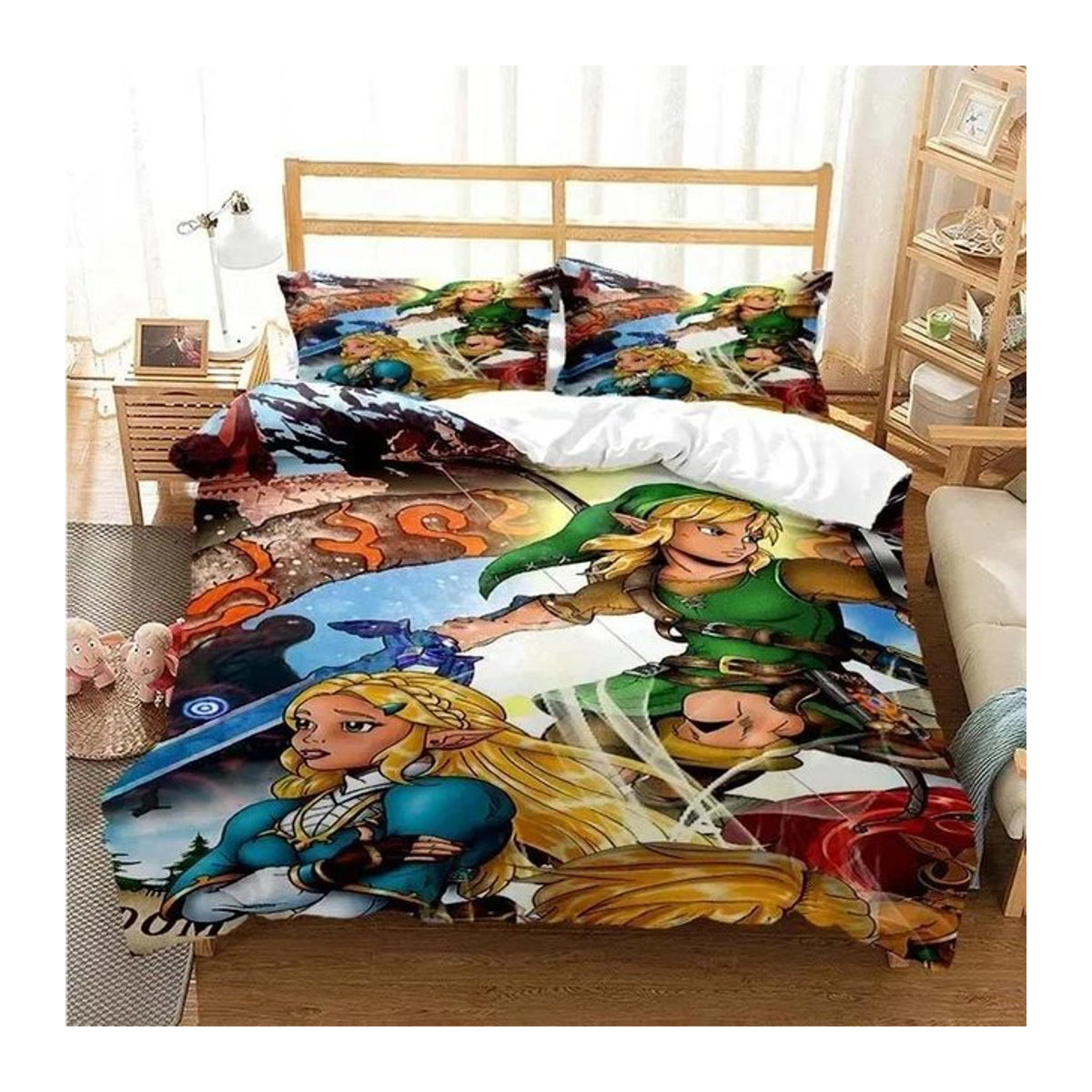 Bettwäsche-Set Zelda Cartoon Design mit Bettbezug und Kissenbezügen, Multicolor, B/H: 135 x 200 cm - Bild 1