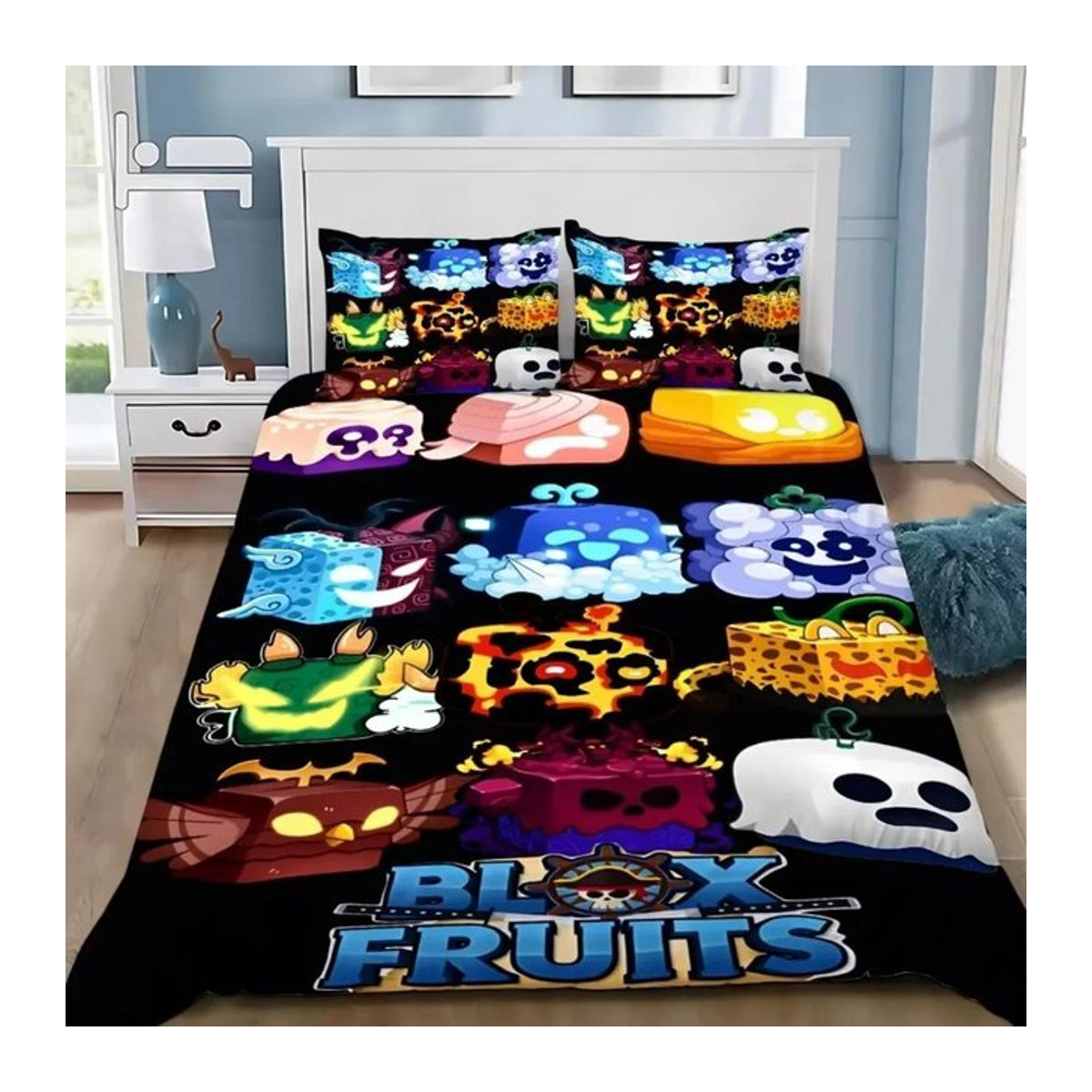 Bettwäscheset B-Blox und F-Früchte mit 3D-Cartoon-Design, weich und hautfreundlich, Multicolor, B/H: 135 x 200 cm - Bild 1
