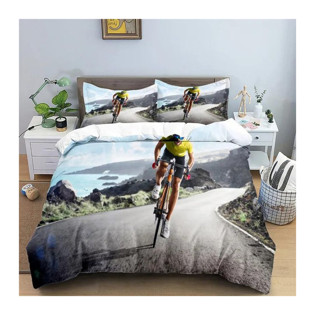 Bettwäscheset Binchi Fitness mit Fahrrad-Radsport-Print, Mountainbike-Design inklusive Kissenbezügen, B/H: 135 x 200 cm - Bild 1