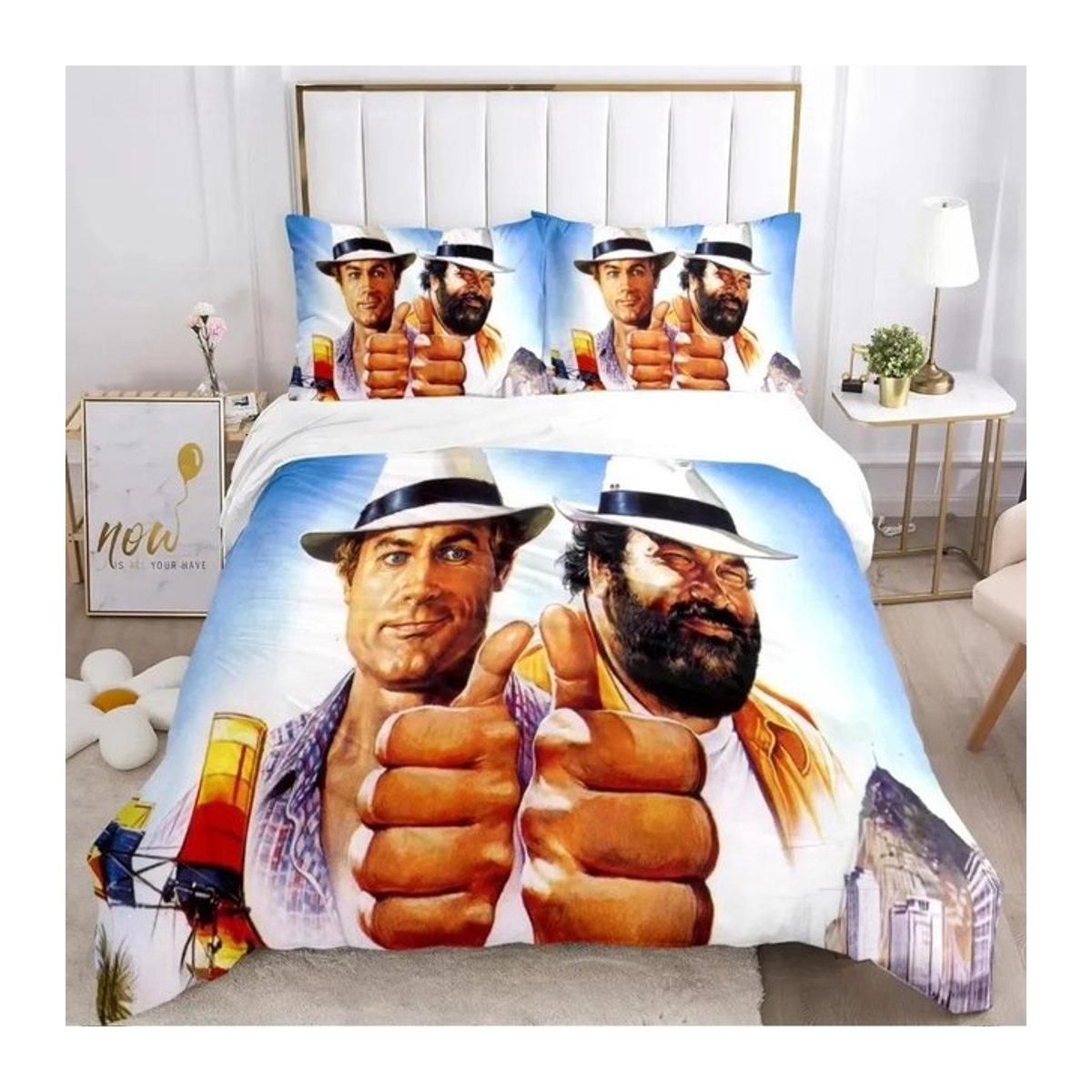 Bettwäscheset Bud Spencer und Terence Hill mit 3D-Druck, 3-teilig, B/H: 155 x 220 cm - Bild 1