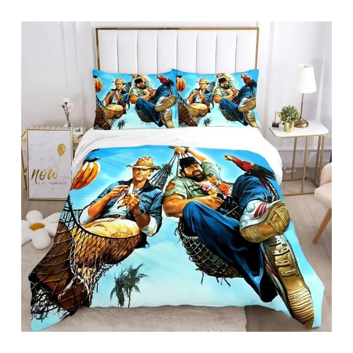 Bettwäscheset Bud Spencer und Terence Hill mit 3D-Druck für Teenager, 3-teilig, B/H: 200 x 230 cm - Bild 1