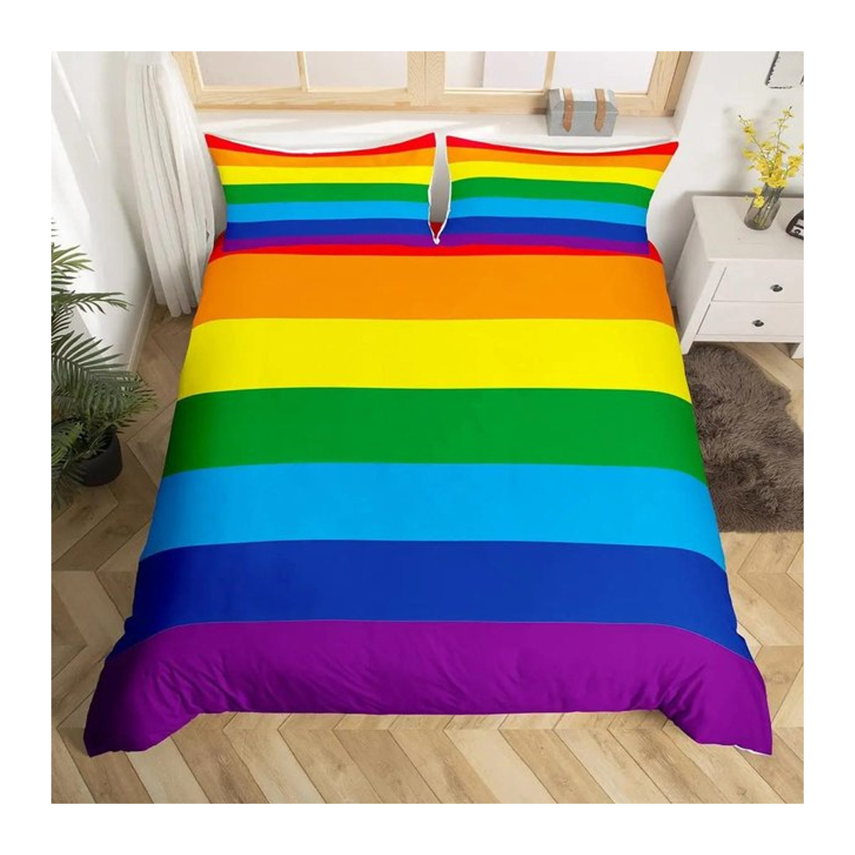 Bettwäscheset Creative Homewares mit abstraktem Regenbogen-Design, mehrfarbig, 3-teilig, B/H: 135 x 200 cm - Bild 1