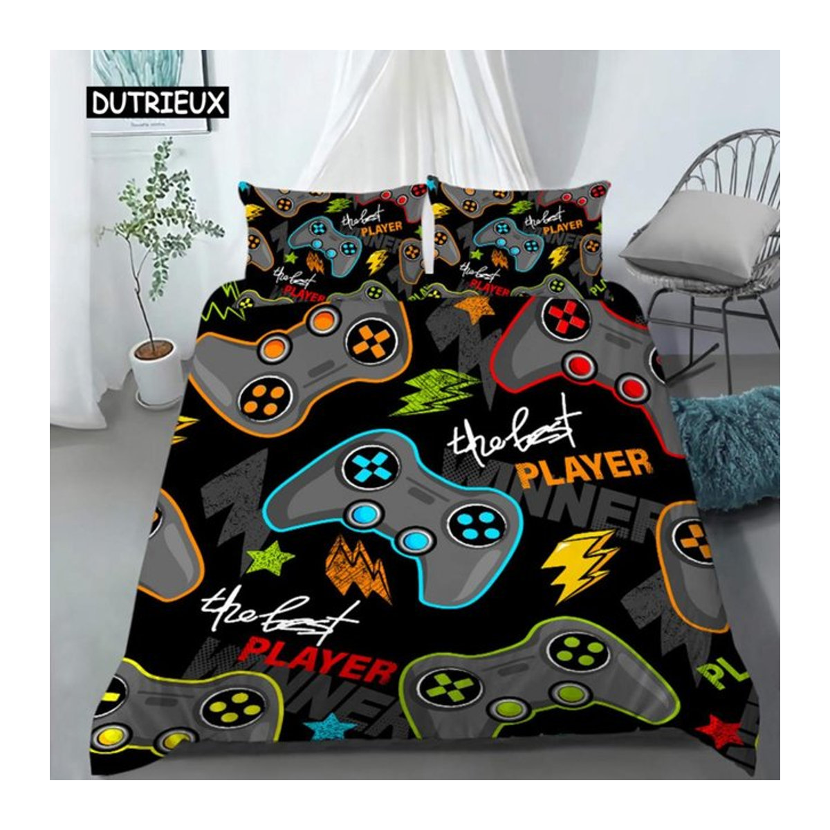 Bettwäscheset Gamepad Controller Design für Jugendliche und Kinder, Multicolor, B/T/H: 135 x 200 cm - Bild 1