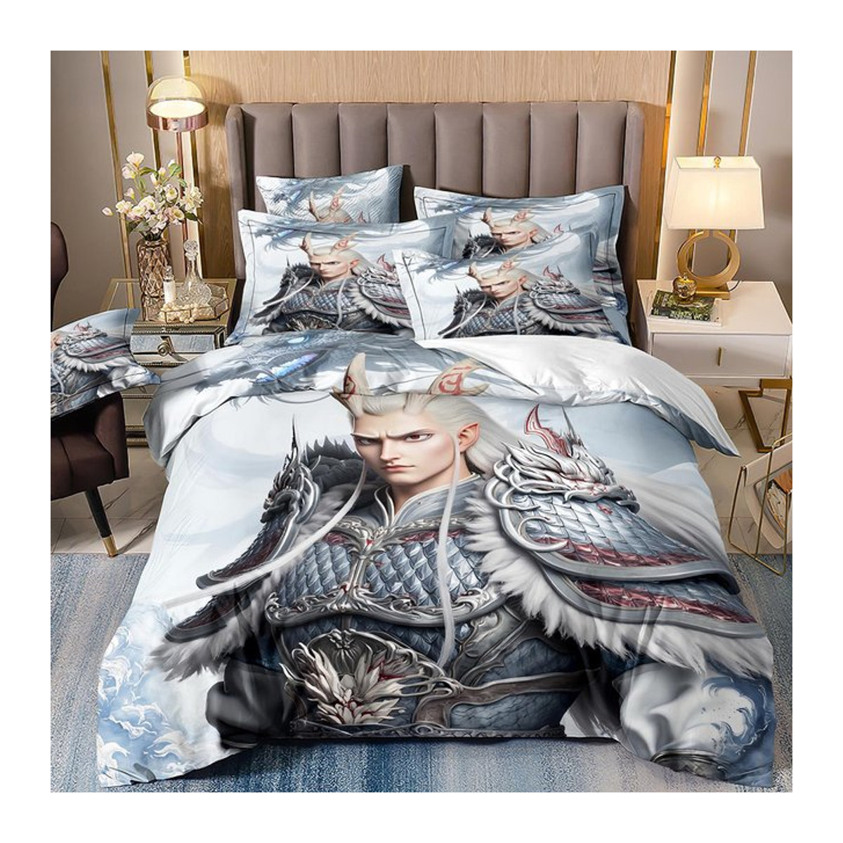 Bettwäscheset im Nezha-Stil mit 3D-Druck und Kissenbezügen mit Reißverschluss, Doppelbett, B/H: 90 x 200 cm - Bild 1