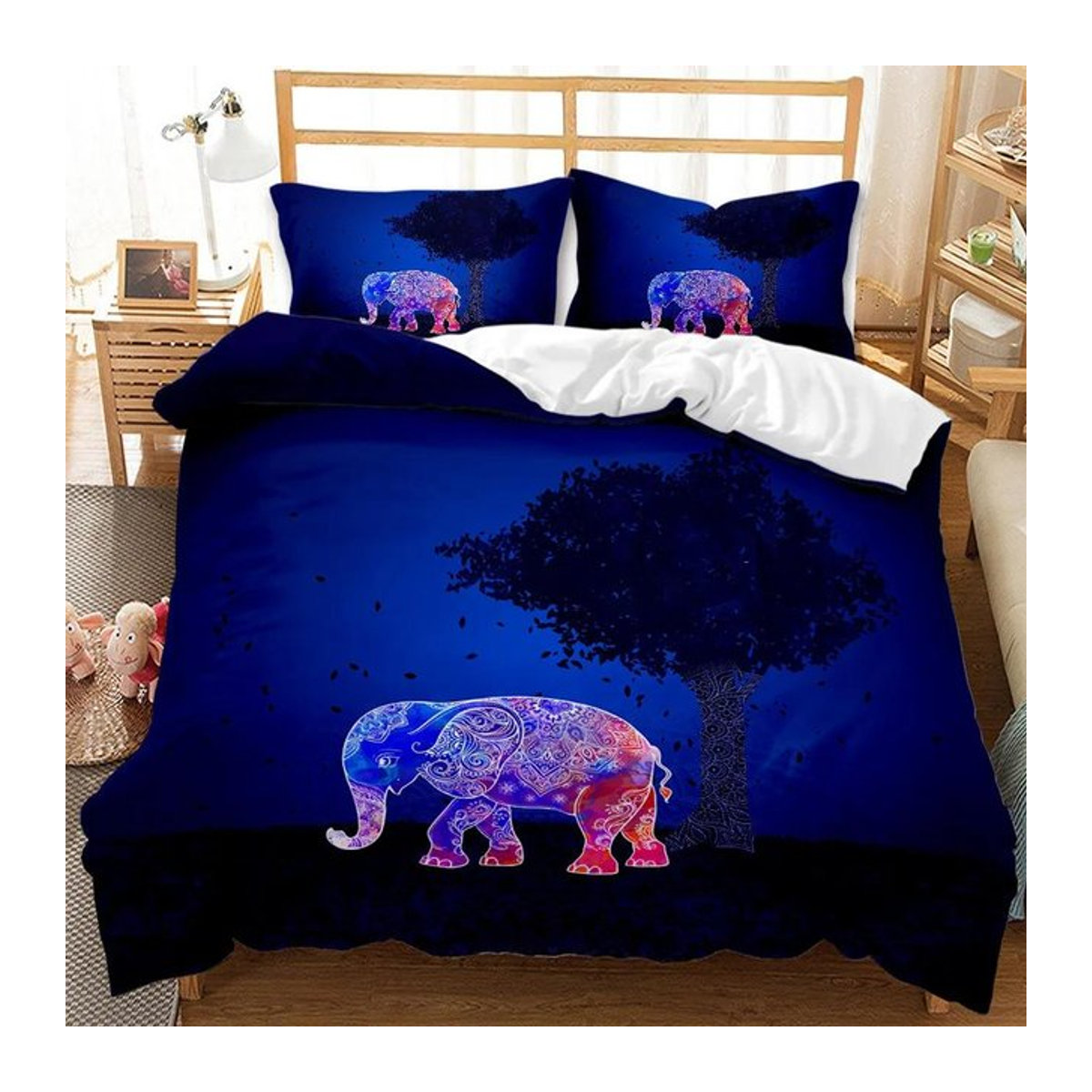 Bettwäscheset Indischer Elefant mit Reißverschluss, Bettbezug und Bezug für Einzelbett, Breite: 135 cm, Länge: 200 cm - Bild 1