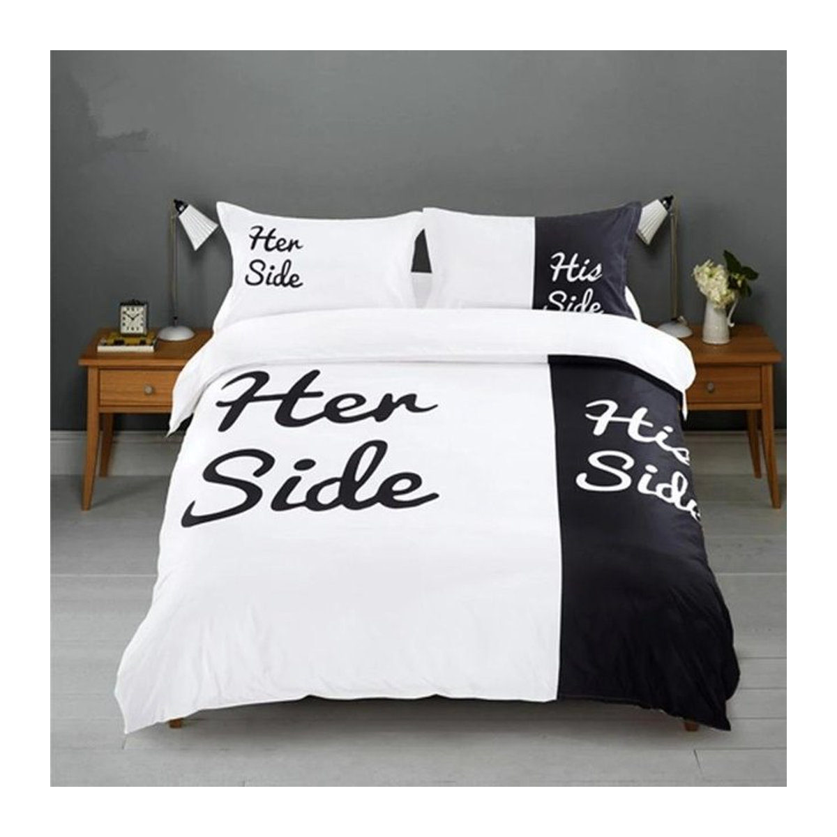 Bettwäscheset JMG Household Supplies in Schwarz und Weiß mit Katzen- und Hundemotiv, Queen-Größe, B/H: 210 x 210 cm - Bild 1