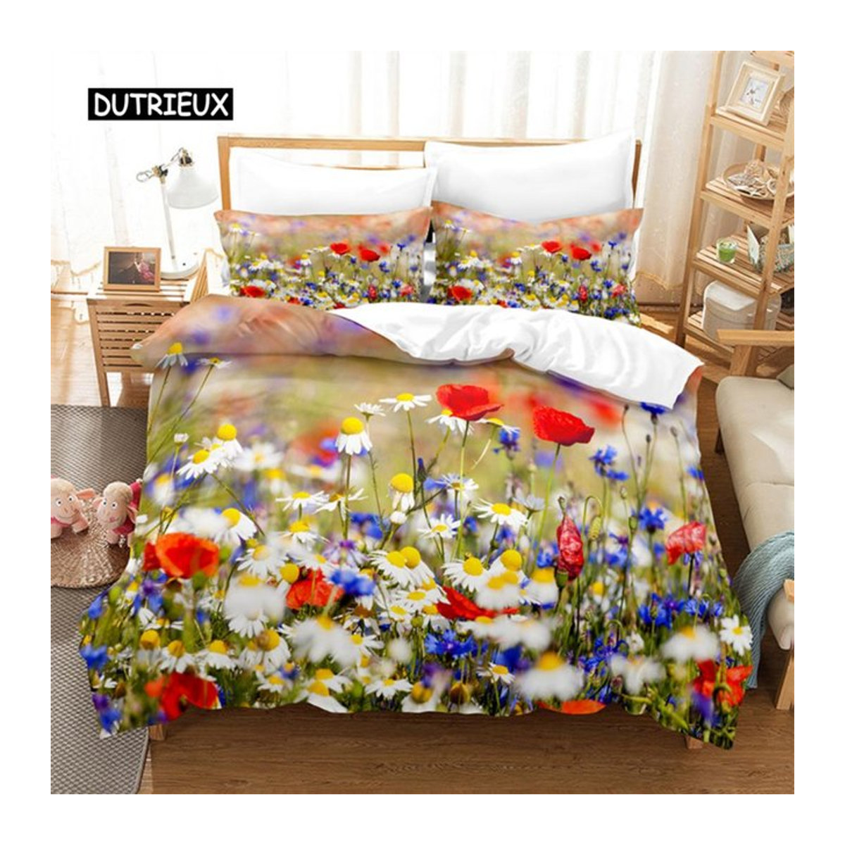 Bettwäscheset Lodestar mit Blumenmuster im 3D-Digitaldruck, Multicolor, B/H: 140 x 210 cm - Bild 1