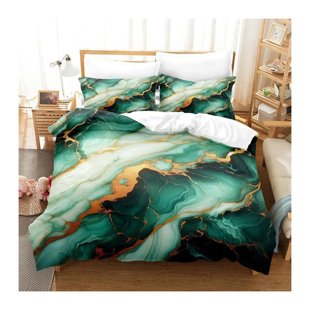 Bettwäscheset Lodestar mit Marmor-Design und 3D-Druck, weich und hautfreundlich, B/H: 135 x 200 cm - Bild 1