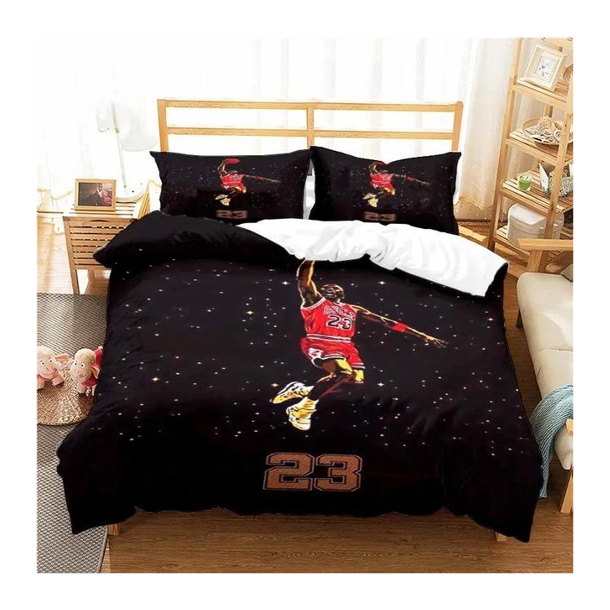 Bettwäscheset mit Basketballstar Nr. 23 von Your Warm Home für Kinder und Erwachsene, Single B/H: 135 x 200 cm - Bild 1