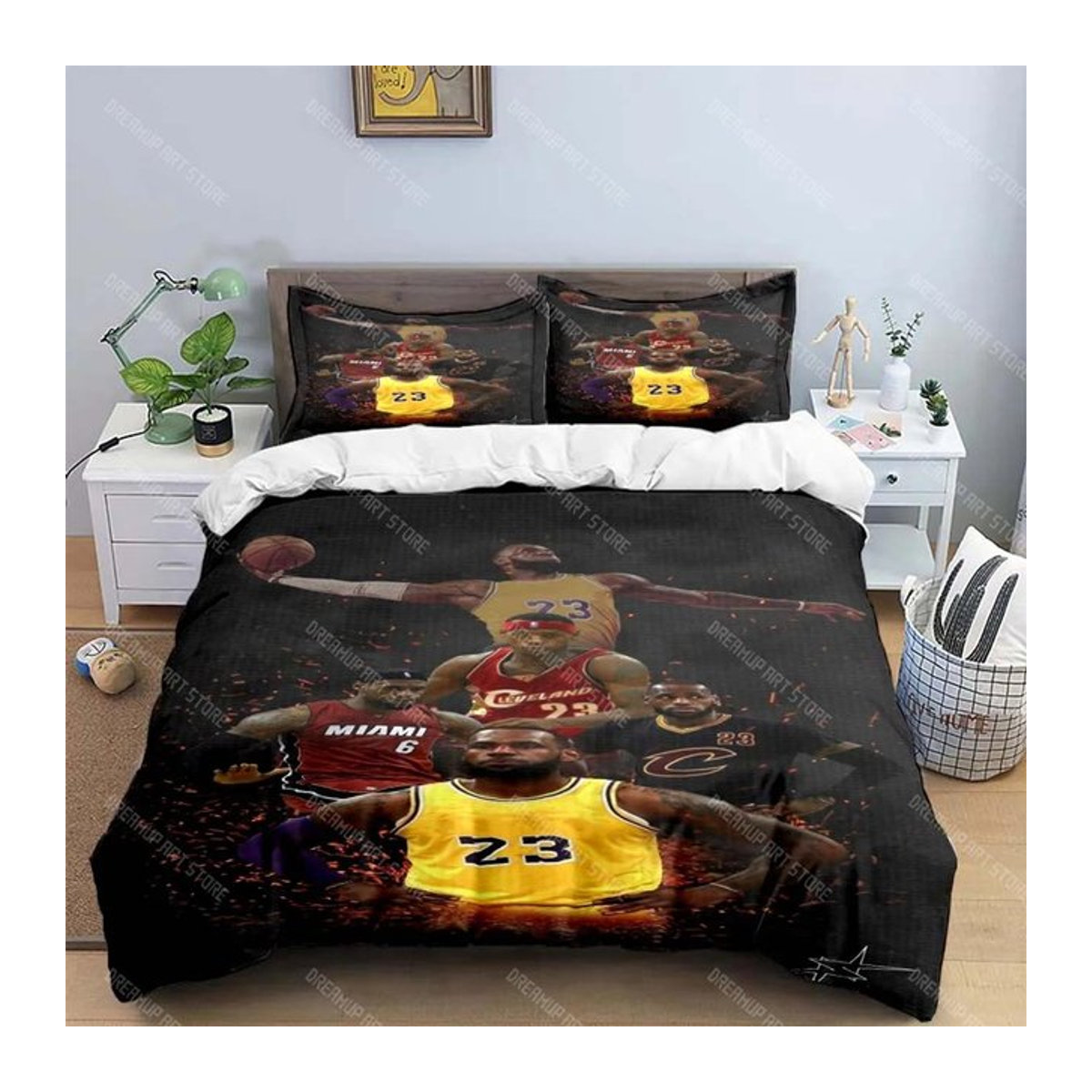 Bettwäscheset mit Basketballstar-Print für Kinder und Jugendliche, inklusive Bettbezug und Steppdecke, B/H: 140 x 200 cm - Bild 1