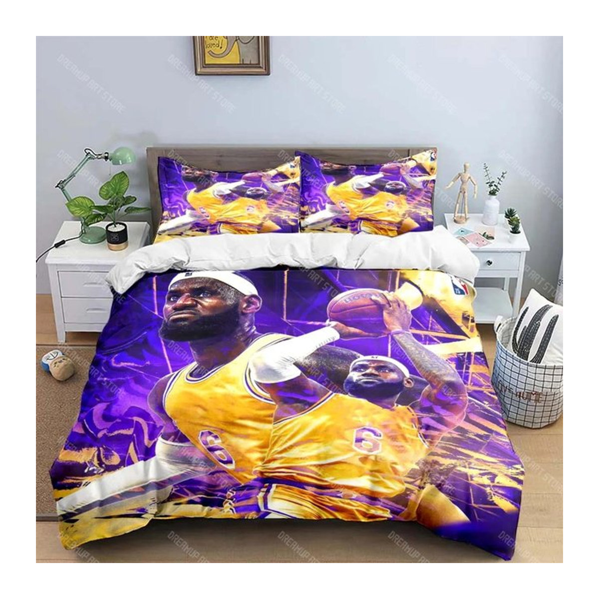 Bettwäscheset mit Basketballstar-Print von Lodestar, Multicolor, US King, 264 x 228 cm - Bild 1