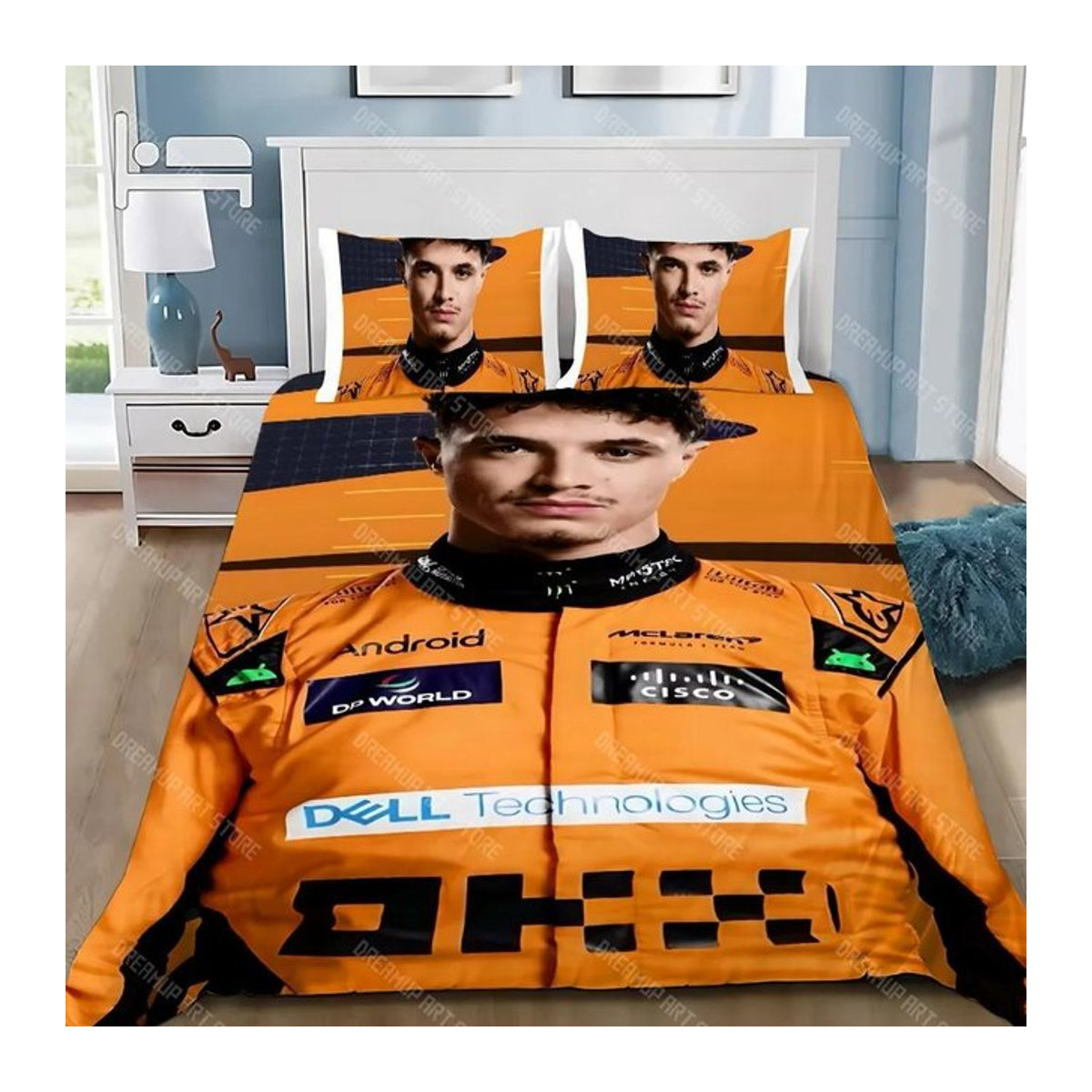 Bettwäscheset mit Bettbezug und Kissenbezug F1 Lando Norris Design für Kinder und Erwachsene, Größe: 173 x 218 cm - Bild 1