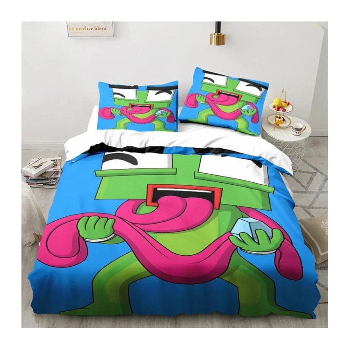 Bettwäscheset mit Cartoon-Design, weiche Tagesdecke inklusive Bettbezug und Kissenbezug, B/H: 140 x 210 cm - Bild 1