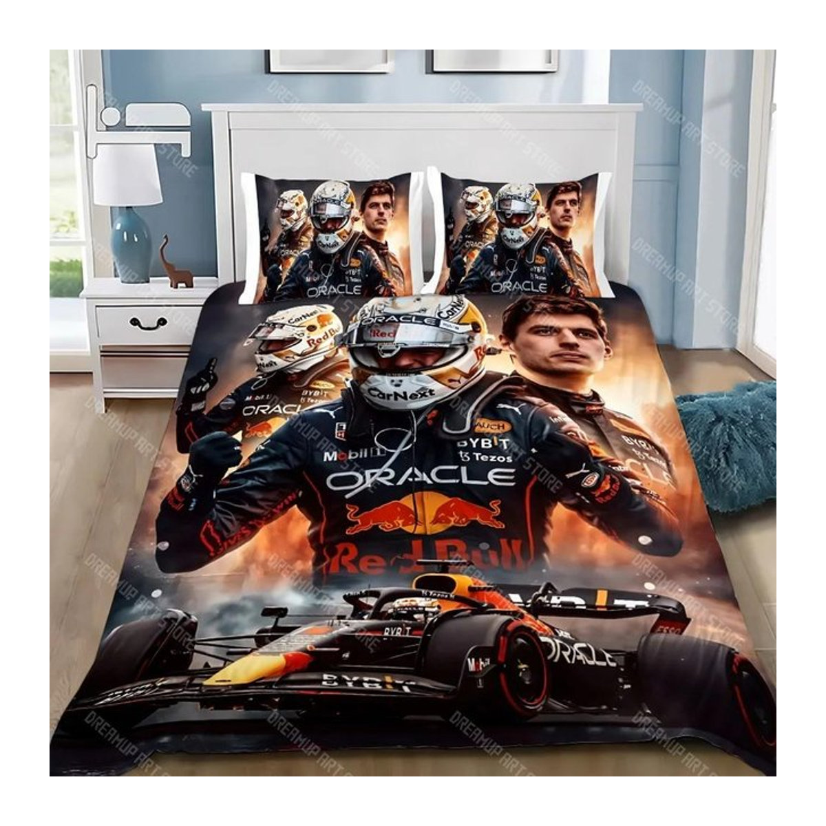 Bettwäscheset mit Lando Norris Design für Kinder und Erwachsene, bestehend aus Bettbezug und Kissenbezug, Größe US Queen, B/H: 228 x 228 cm - Bild 1