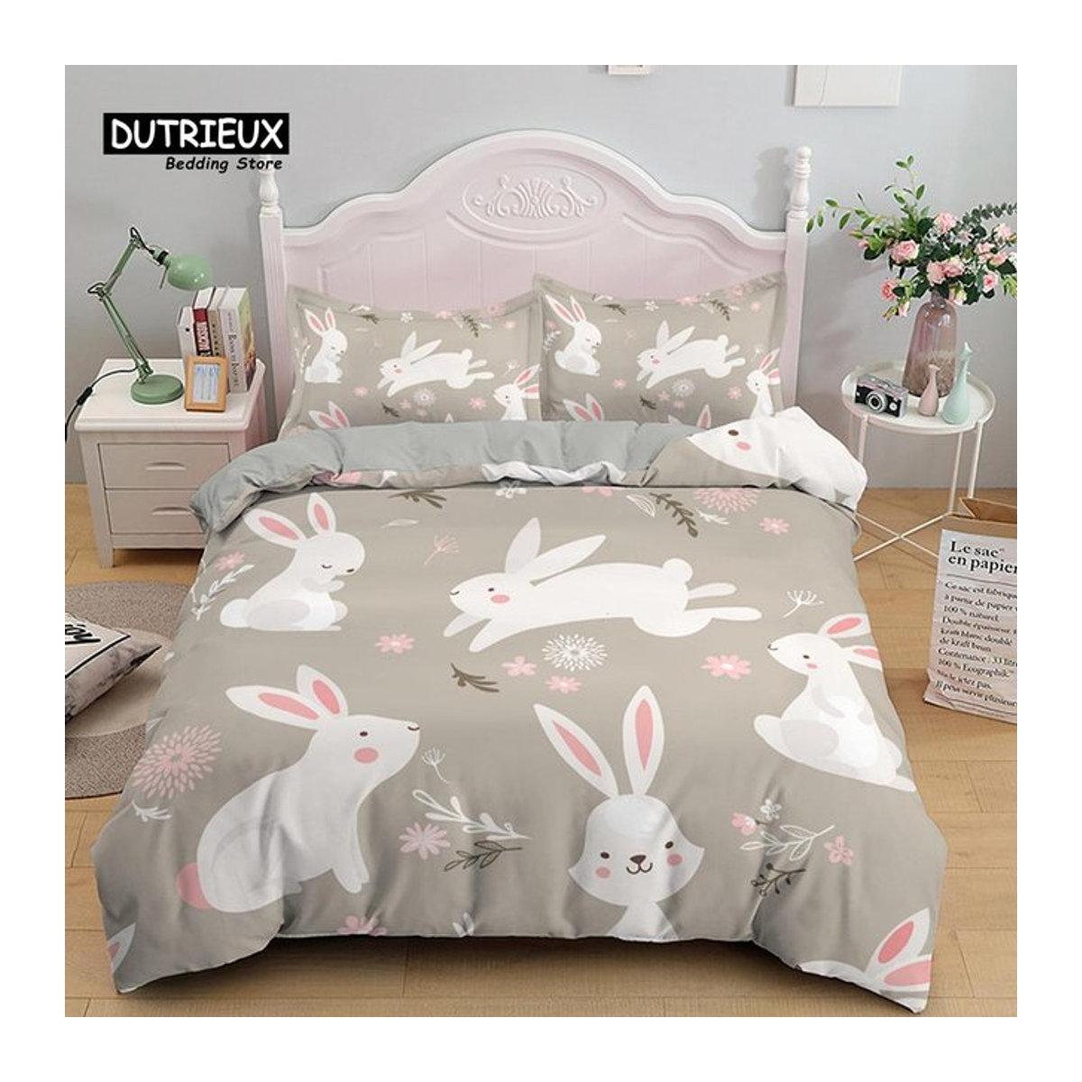 Bettwäscheset mit Ostereier und Hase Print aus Mikrofaser, Multicolor, B/H: 135 x 200 cm - Bild 1