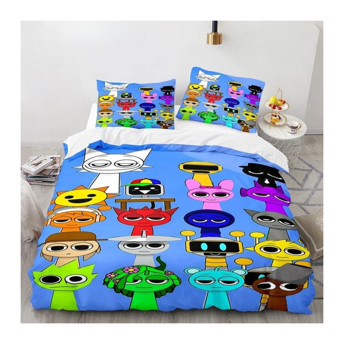 Bettwäscheset Musikspiel Sprunki mit Bettdeckenbezug und Kissenbezug, Multicolor, JMG Household Supplies, B/H: 90 x 200 cm - Bild 1