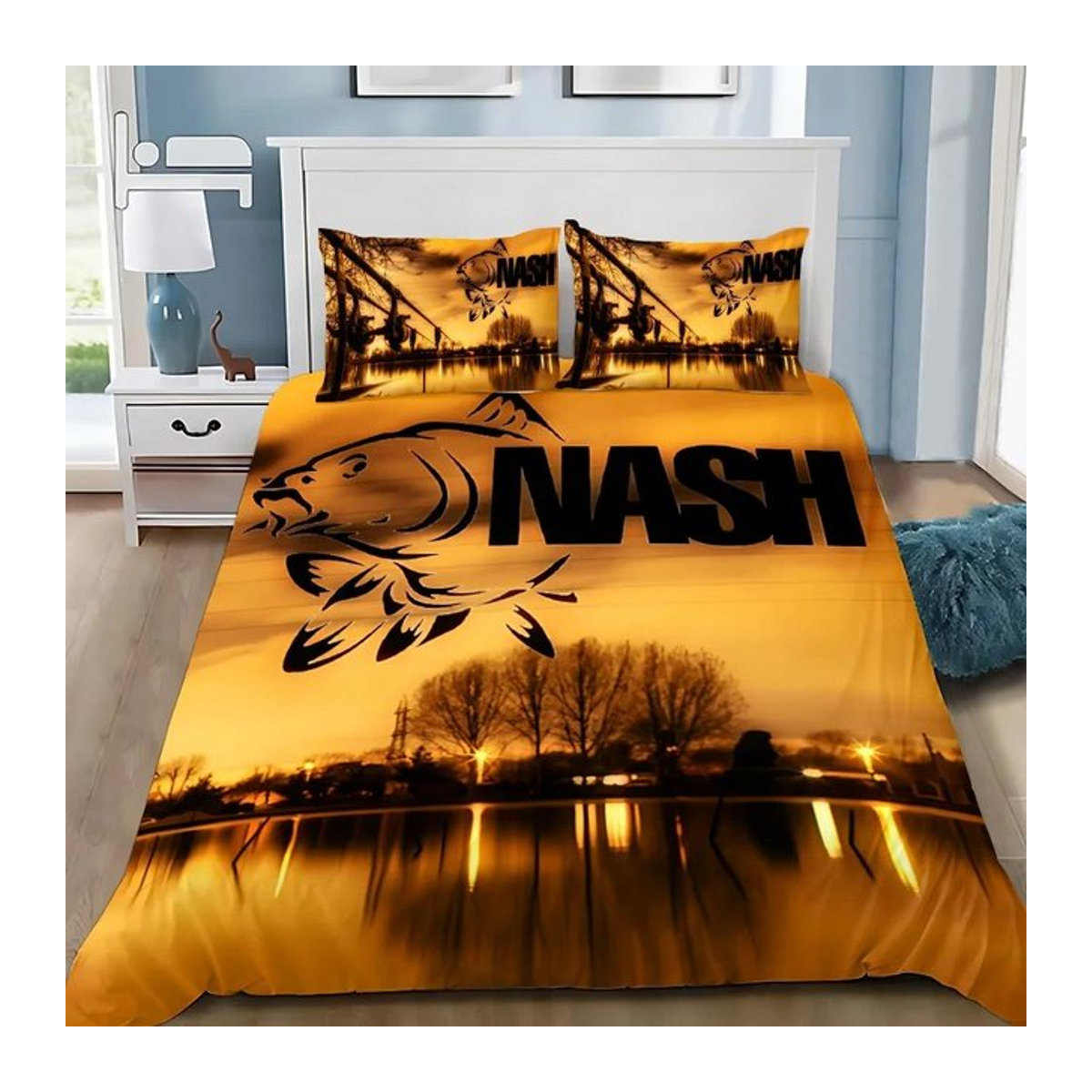 Bettwäscheset Nash Fishing Logo mit Kissenbezug von JMG Household Supplies für Kinder und Erwachsene, Größe: 200 x 230 cm - Bild 1
