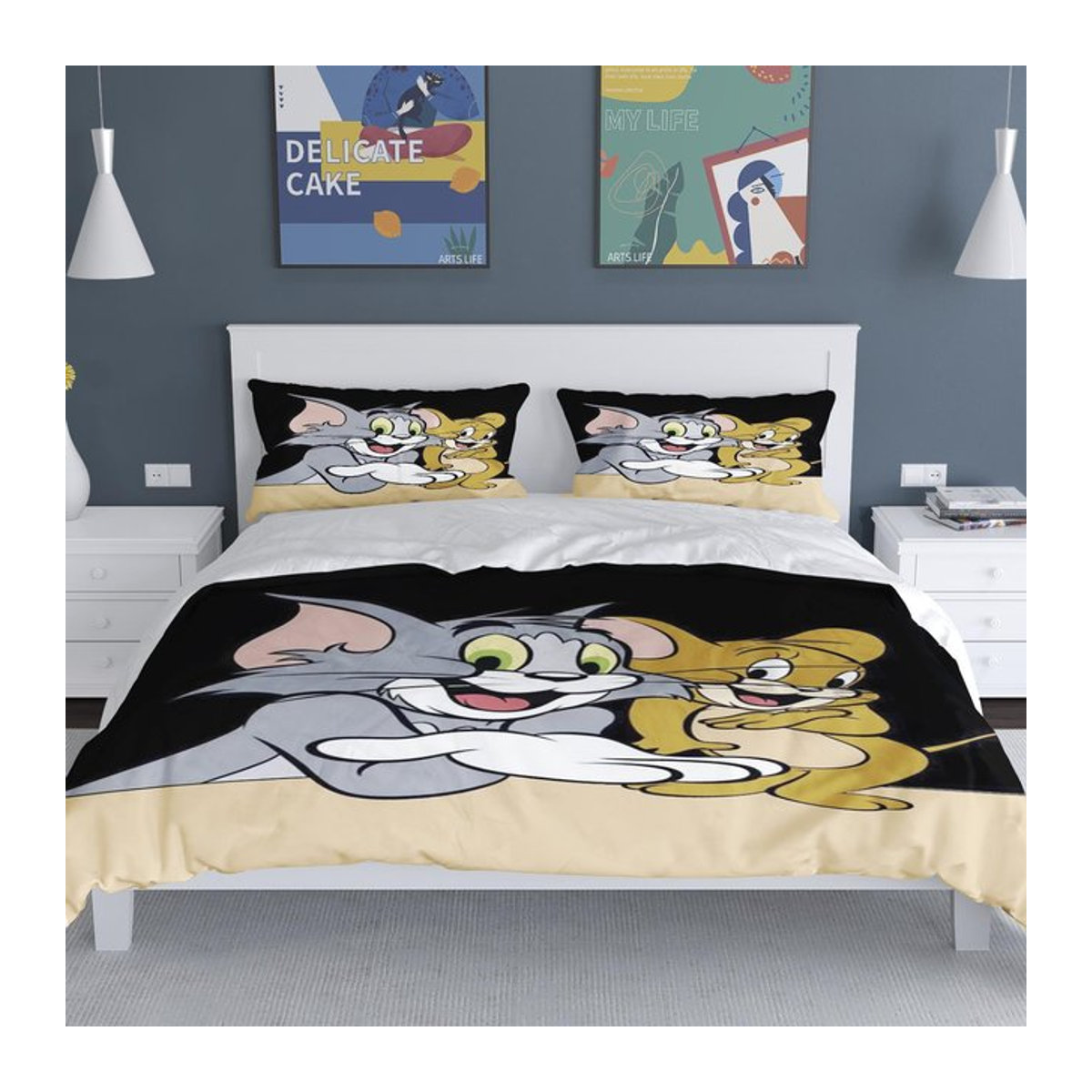 Bettwäscheset Paslu mit Jerry Maus Cartoon Motiv für Kinder, 3-teiliges Bettbezug Set, Multicolor, B/H: 135 x 200 cm - Bild 1