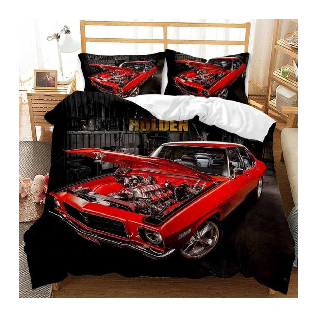 Bettwäscheset Vintage Auto Design mit Steppdecke und Kissenbezügen für Kinder und Schlafzimmer, 70 x 133 cm - Bild 1