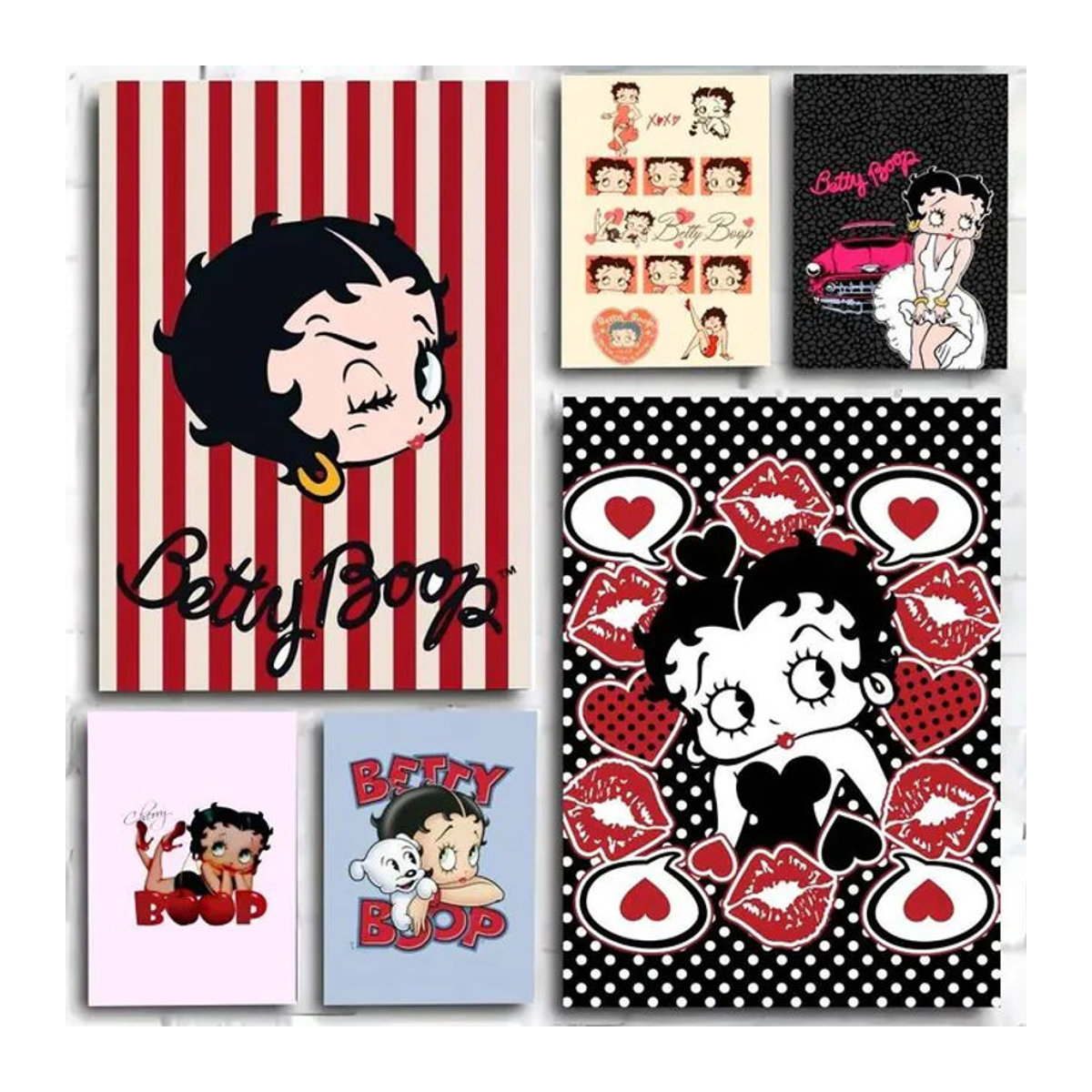Betty Boop Kunstdruck von Kayou im Vintage-Stil als rotes Porträt-Poster aus Papier für deine Wanddekoration - Bild 1