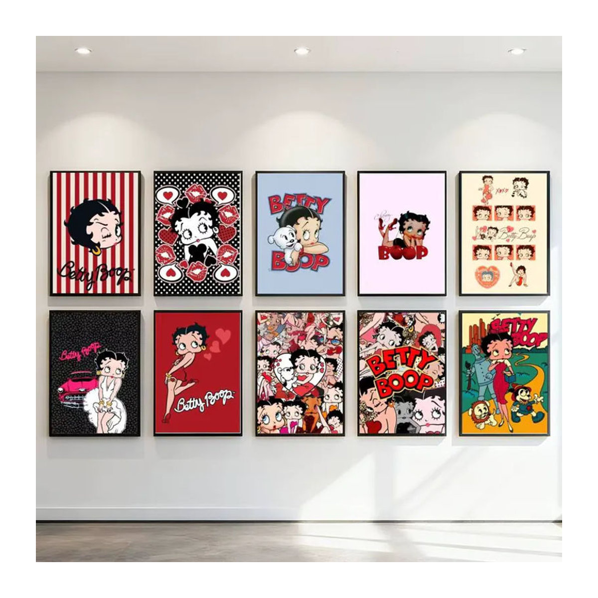 Betty Boop Kunstdruck von Kayou im Vintage-Stil als rotes Porträt-Poster aus Papier für deine Wanddekoration - Bild 2